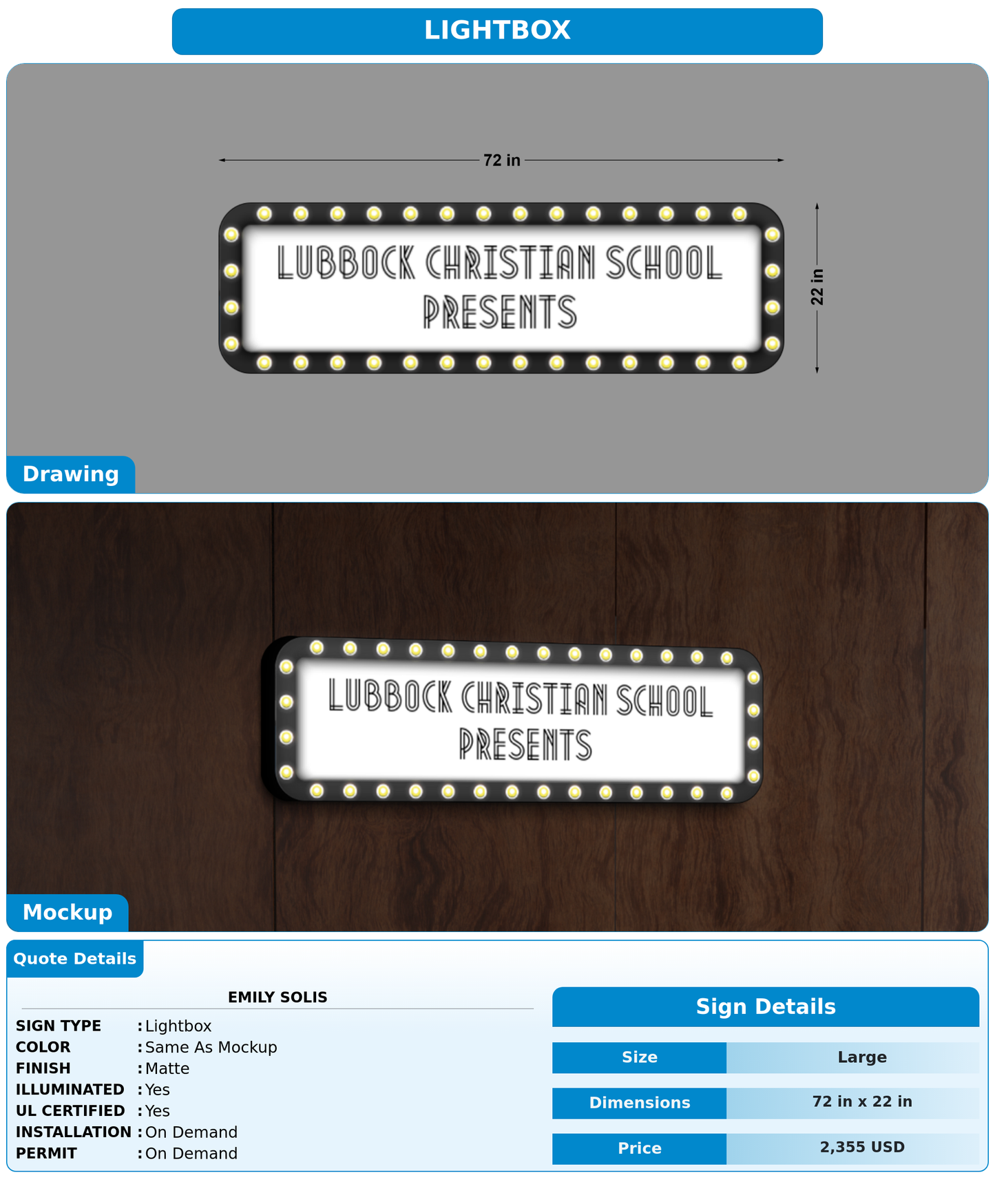 CUSTOM MOCKUP SIGN FOR Emily Solis