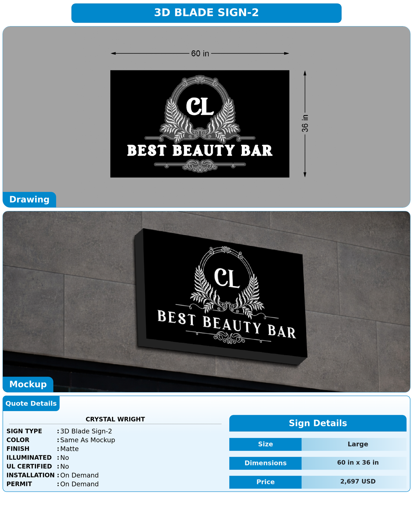 CUSTOM MOCKUP SIGN FOR Crystal wright