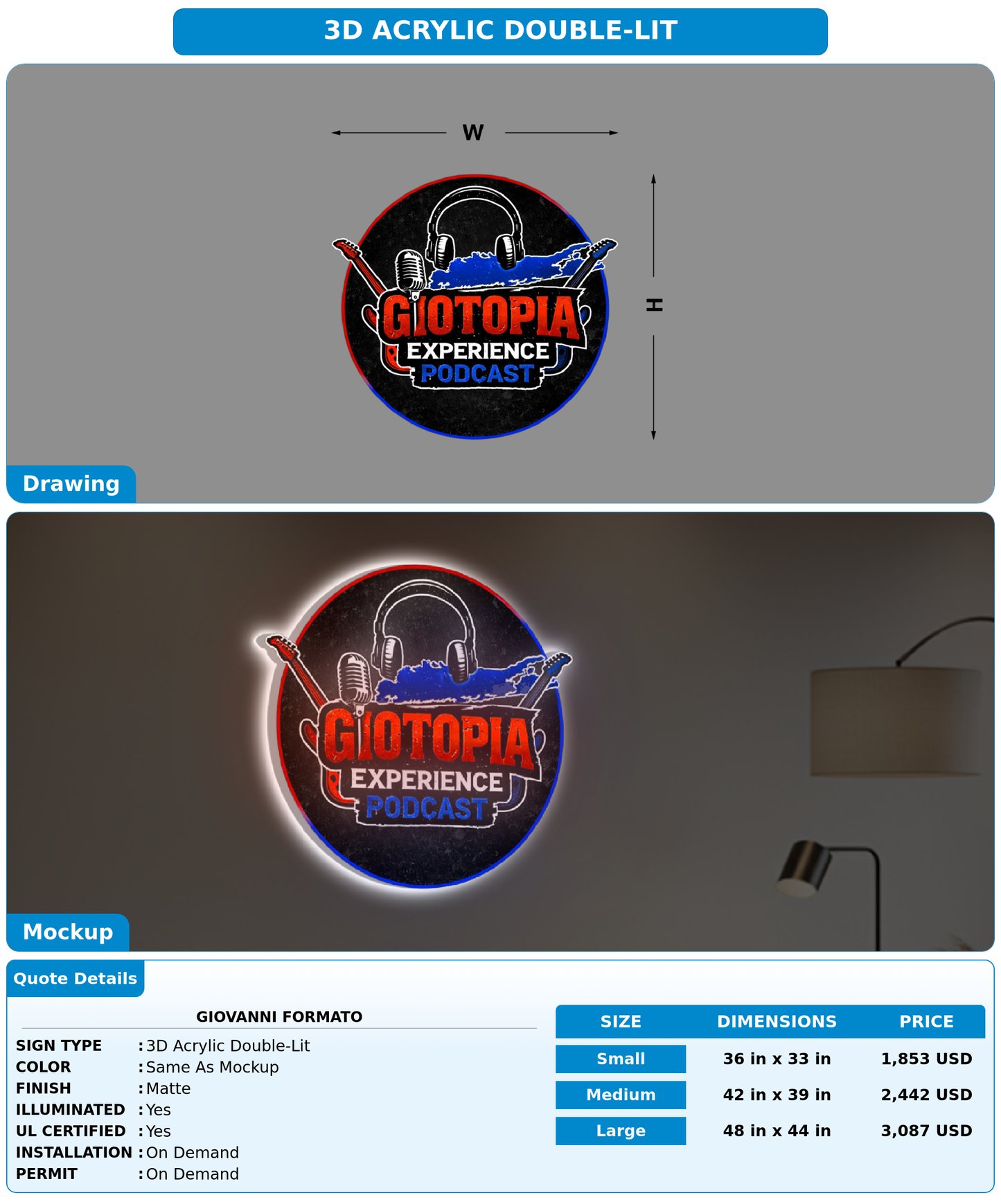 CUSTOM MOCKUP SIGN FOR Giovanni Formato
