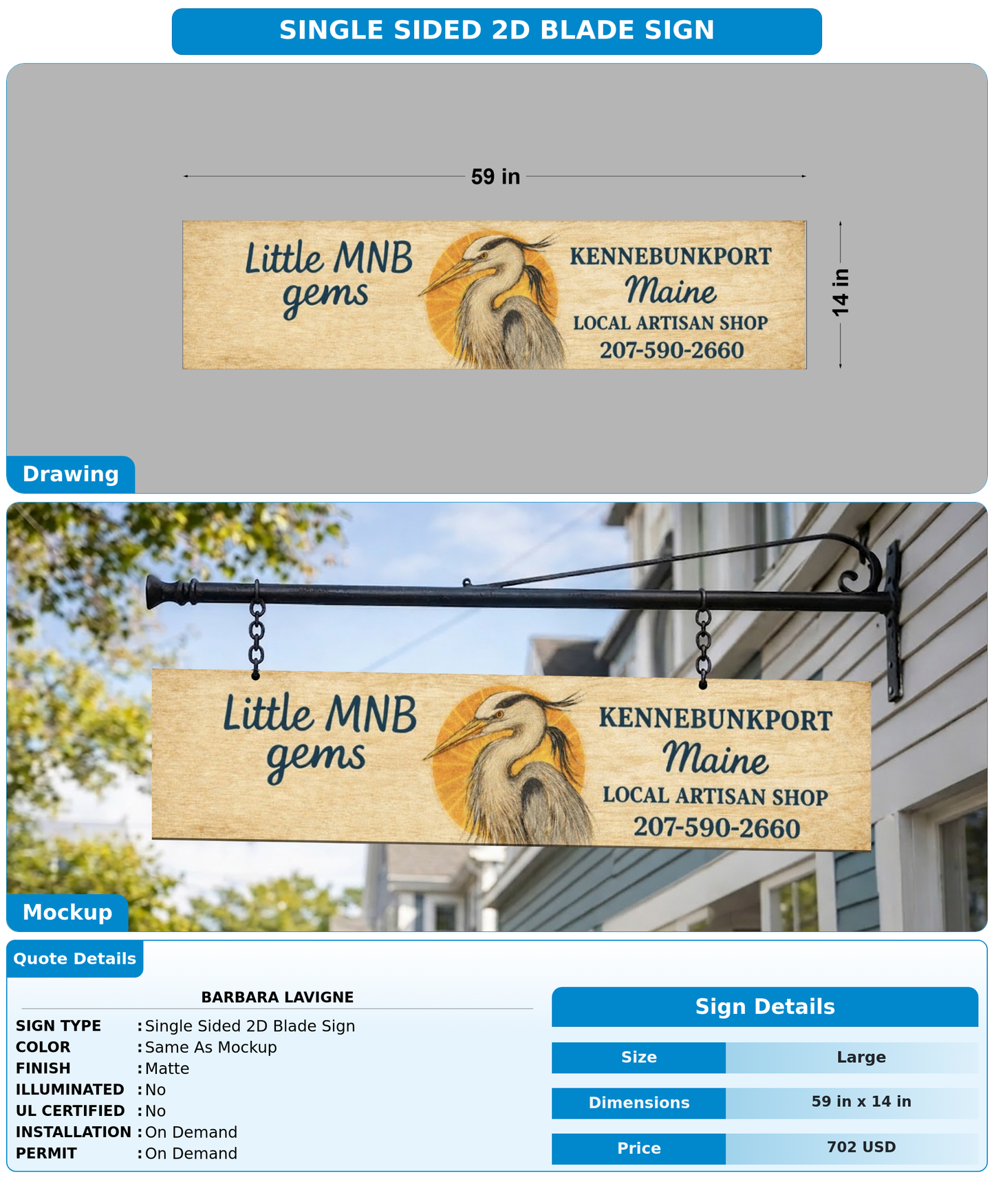 CUSTOM MOCKUP SIGN FOR Barbara Lavigne
