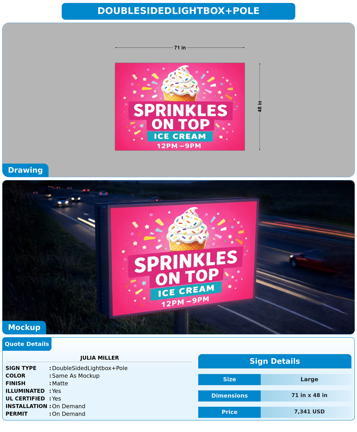 CUSTOM MOCKUP SIGN FOR Julia Miller
