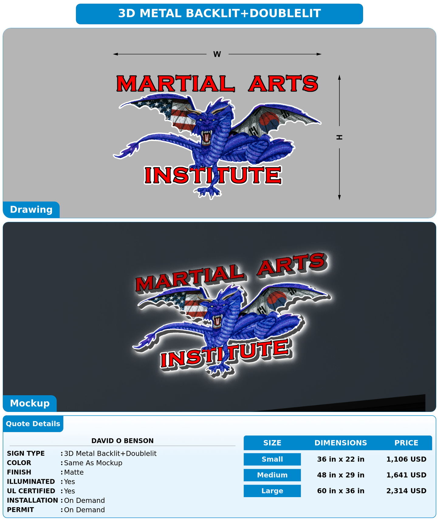 CUSTOM MOCKUP SIGN FOR David O Benson