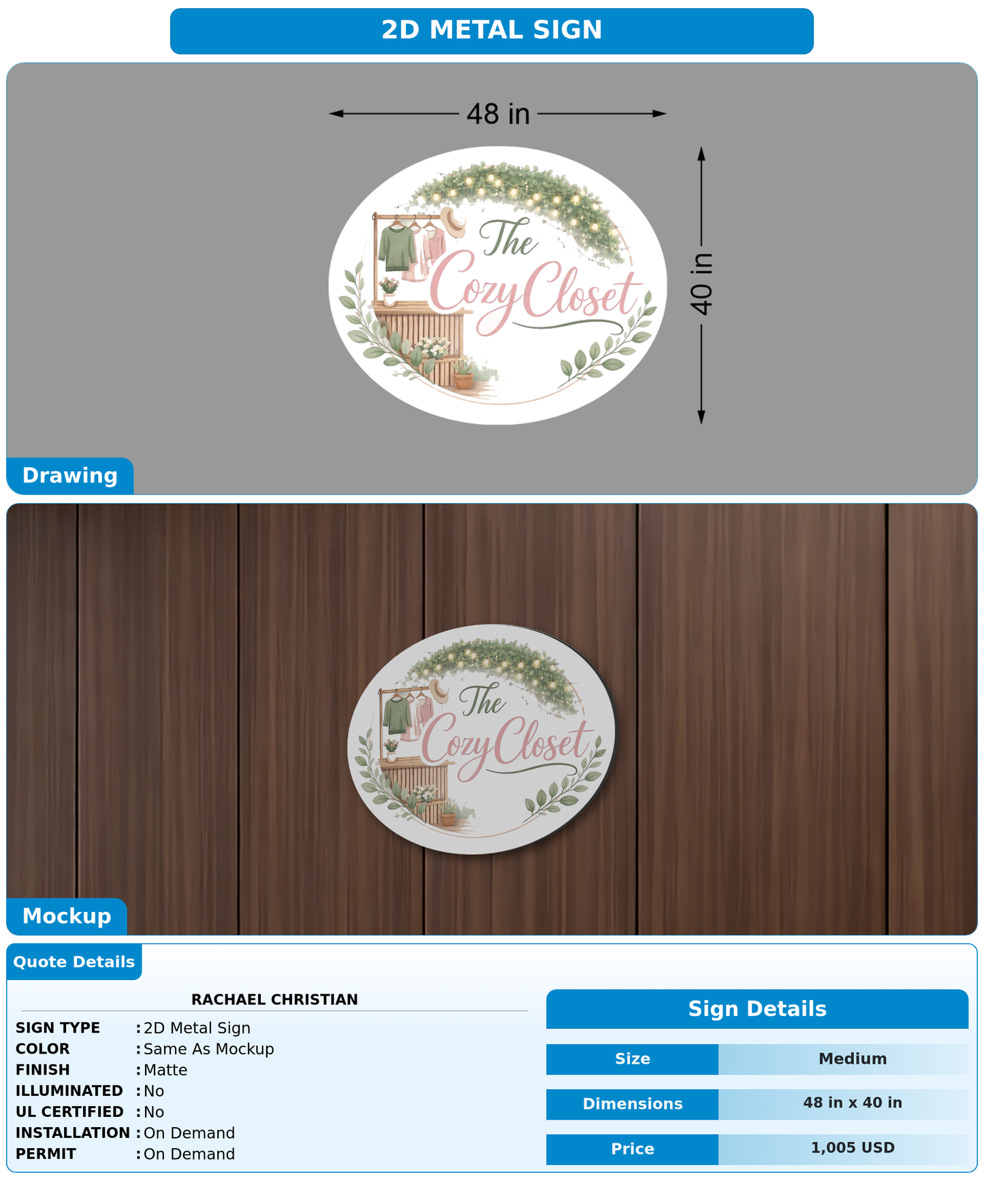 CUSTOM MOCKUP SIGN FOR Rachael Christian