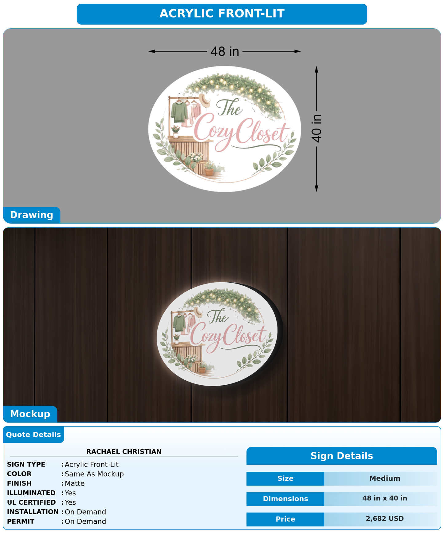 CUSTOM MOCKUP SIGN FOR Rachael Christian