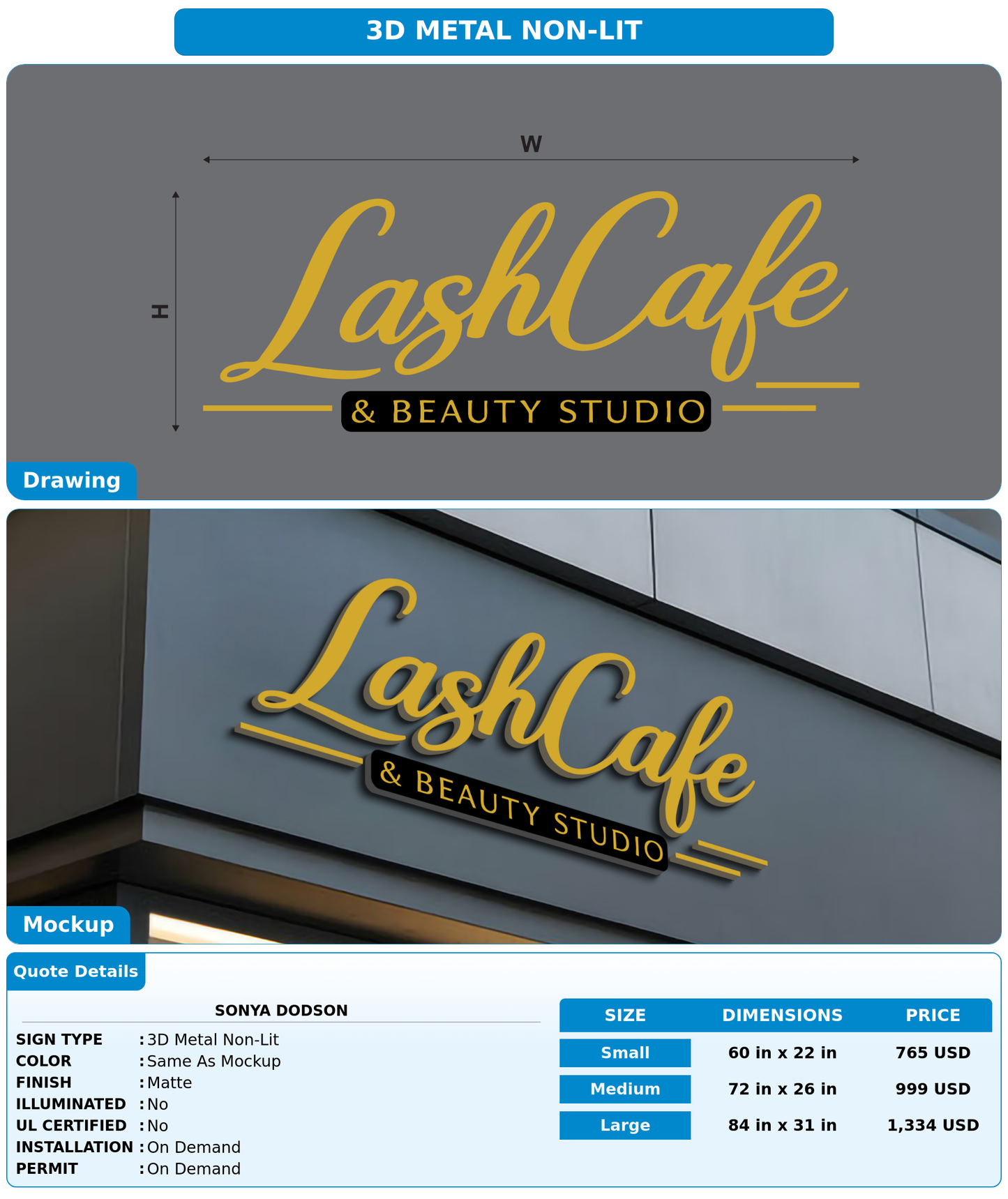 CUSTOM MOCKUP SIGN FOR Sonya Dodson