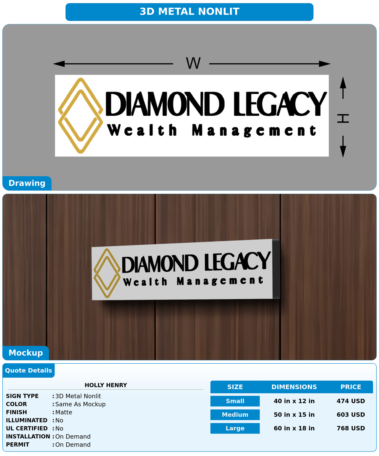 CUSTOM MOCKUP SIGN FOR Holly Henry