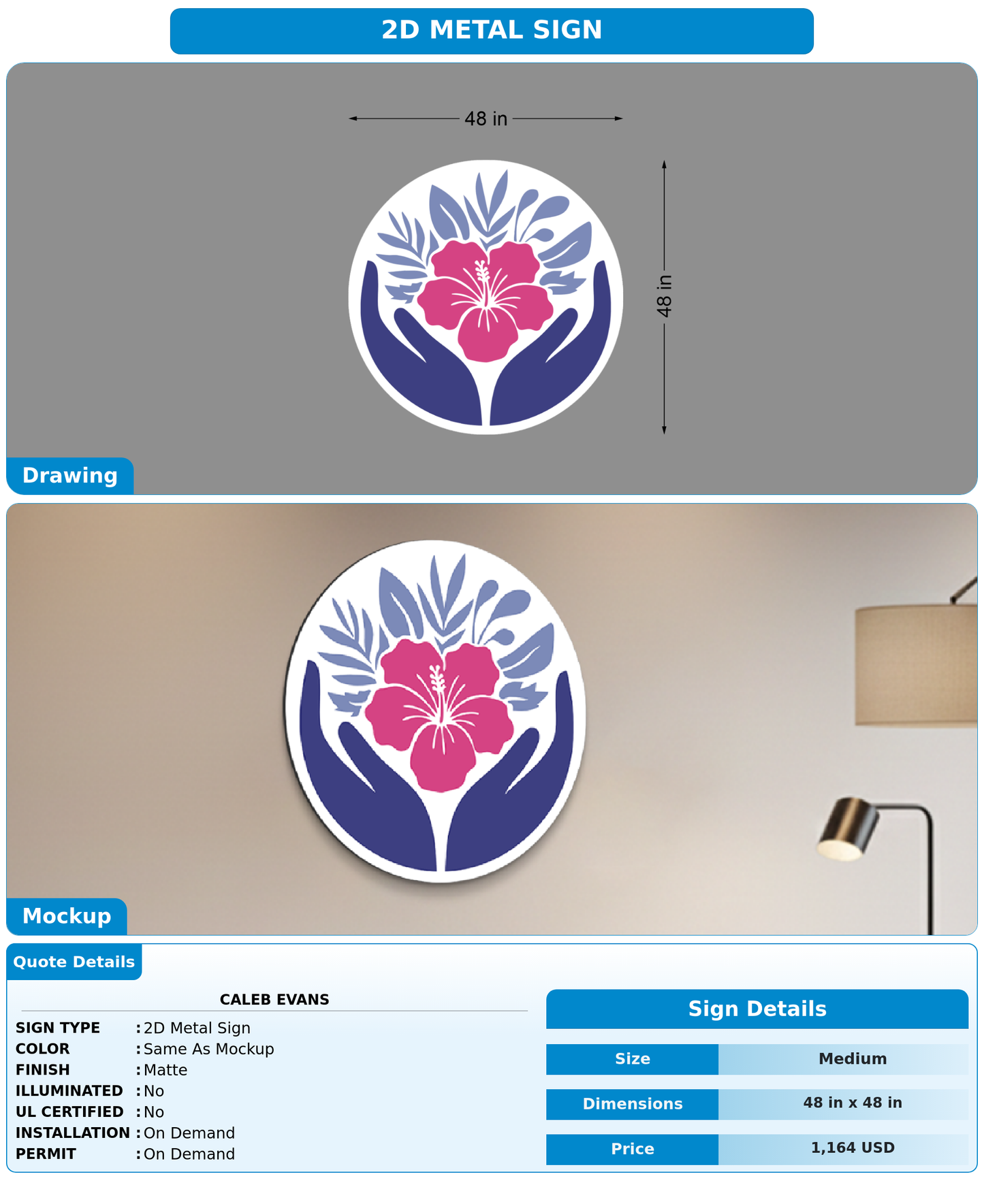 CUSTOM MOCKUP SIGN FOR Caleb Evans