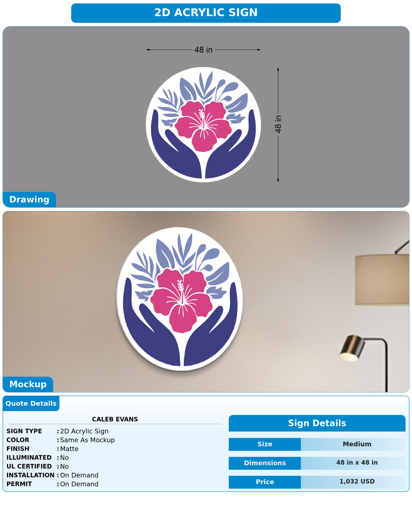 CUSTOM MOCKUP SIGN FOR Caleb Evans