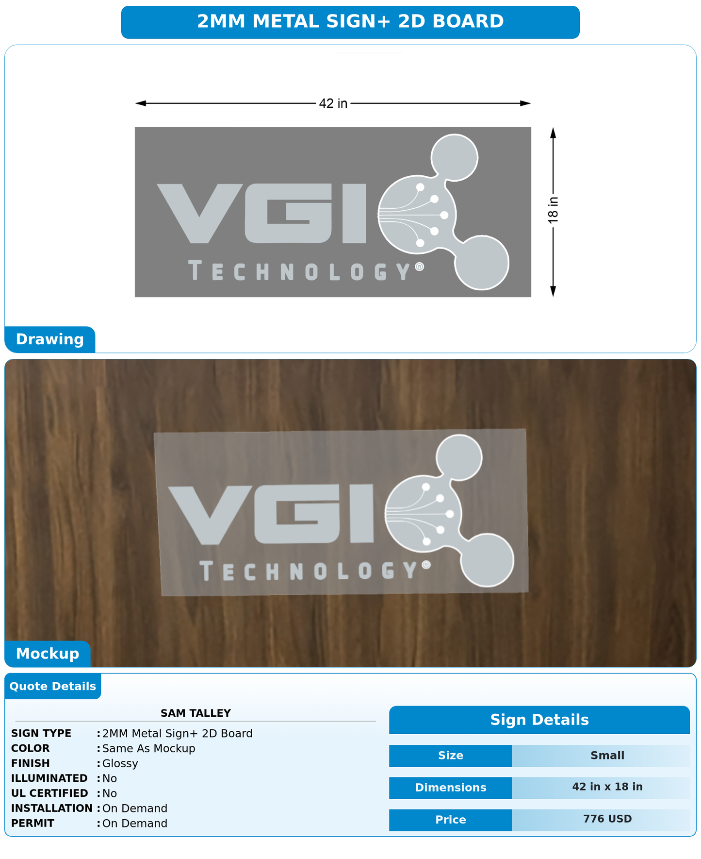 CUSTOM MOCKUP SIGN FOR Sam Talley
