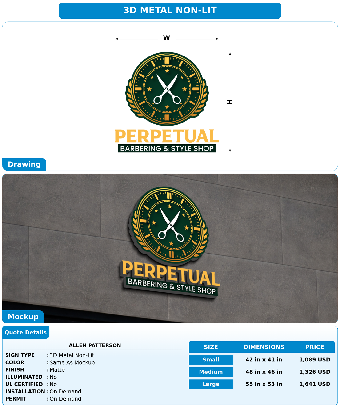 CUSTOM MOCKUP SIGN FOR Allen Patterson