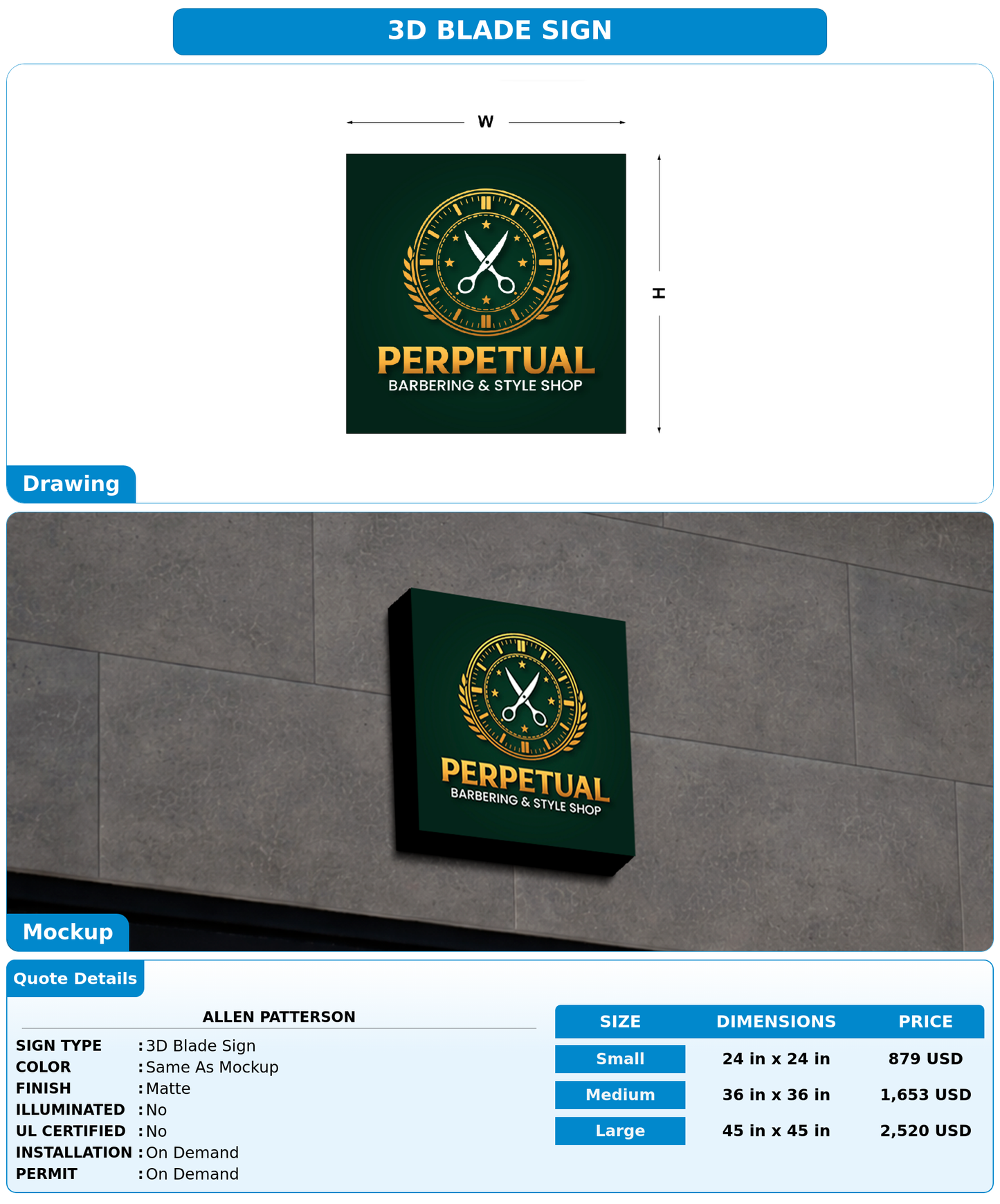CUSTOM MOCKUP SIGN FOR Allen Patterson