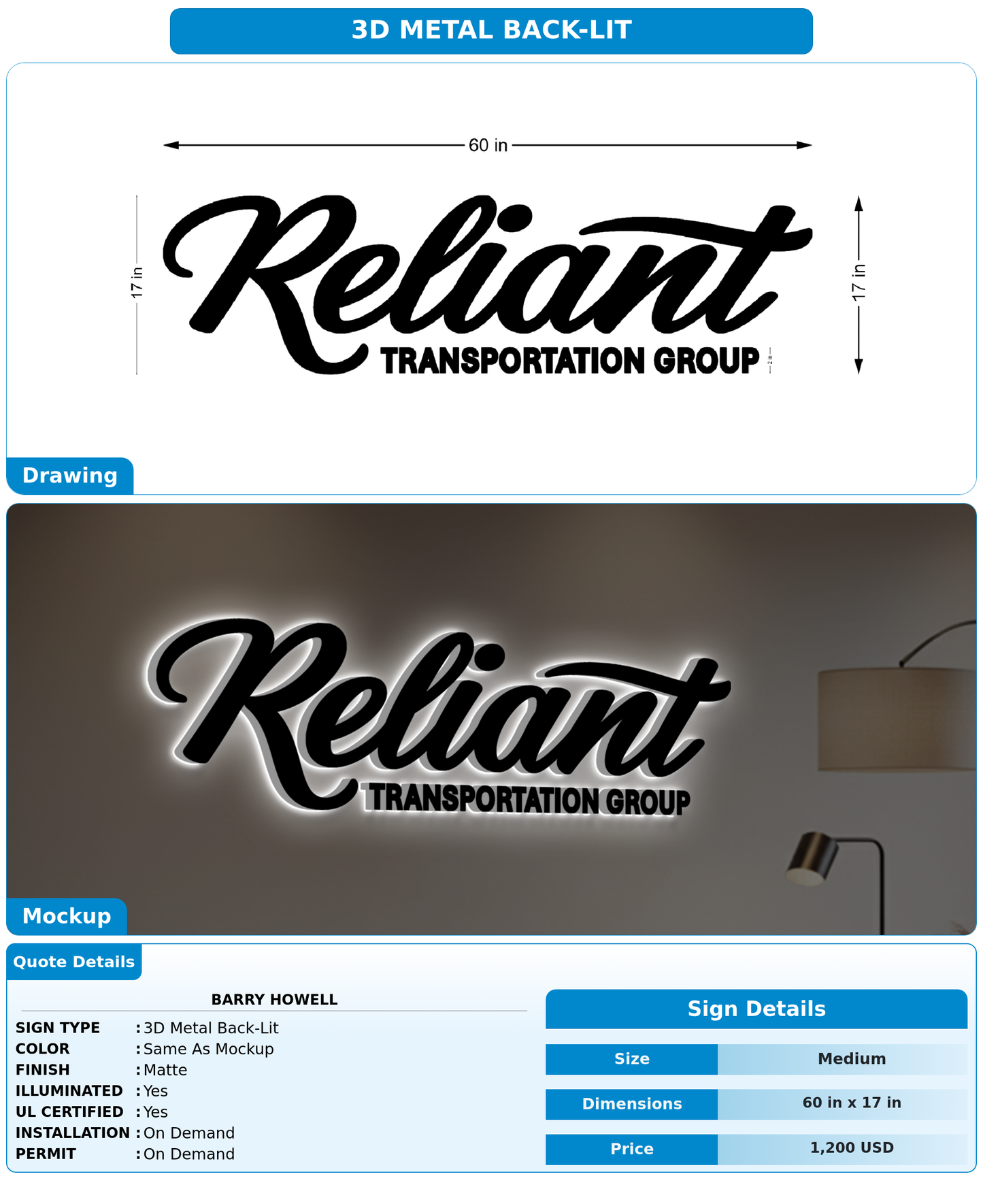 CUSTOM MOCKUP SIGN FOR Barry Howell
