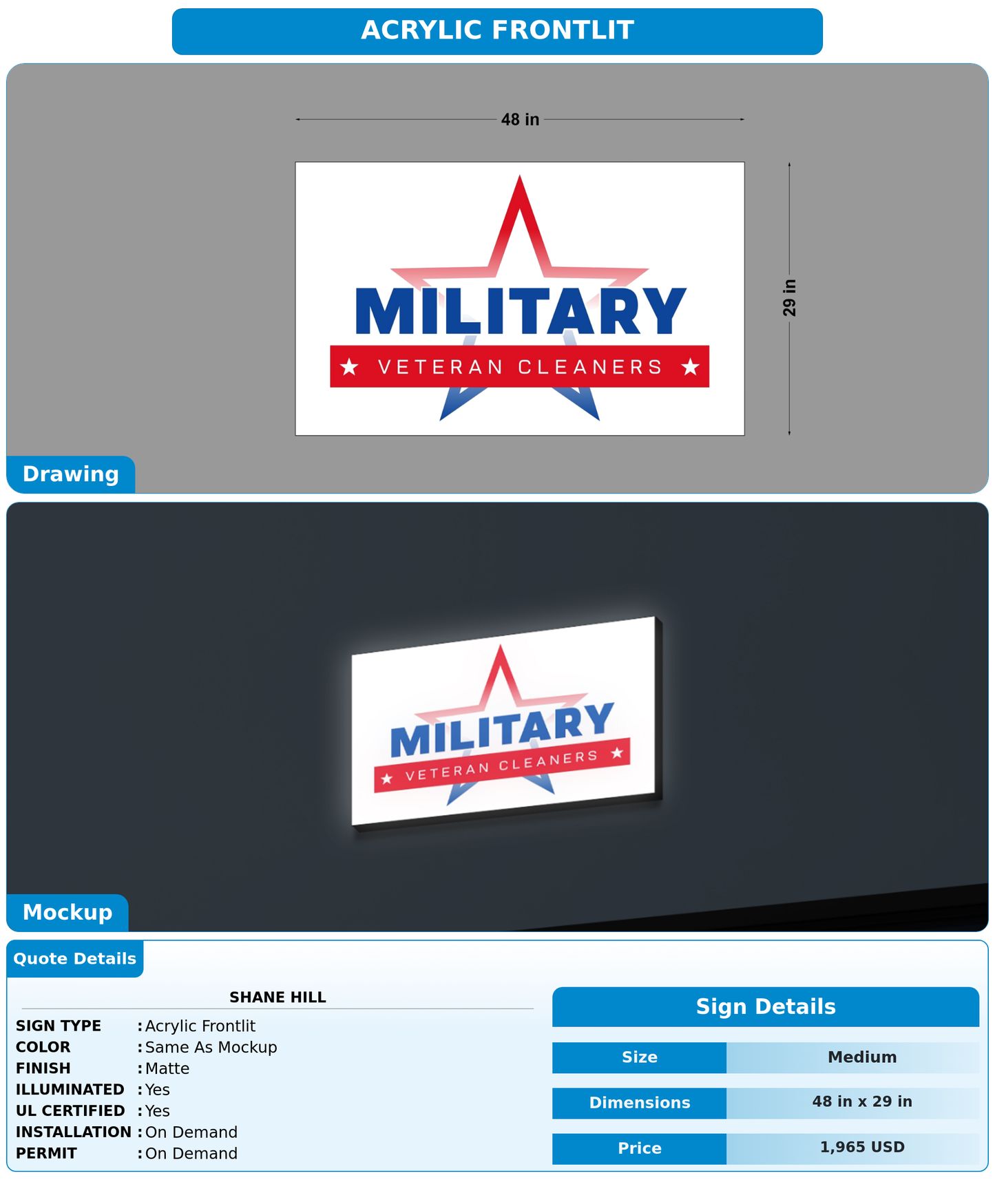 CUSTOM MOCKUP SIGN FOR Shane Hill