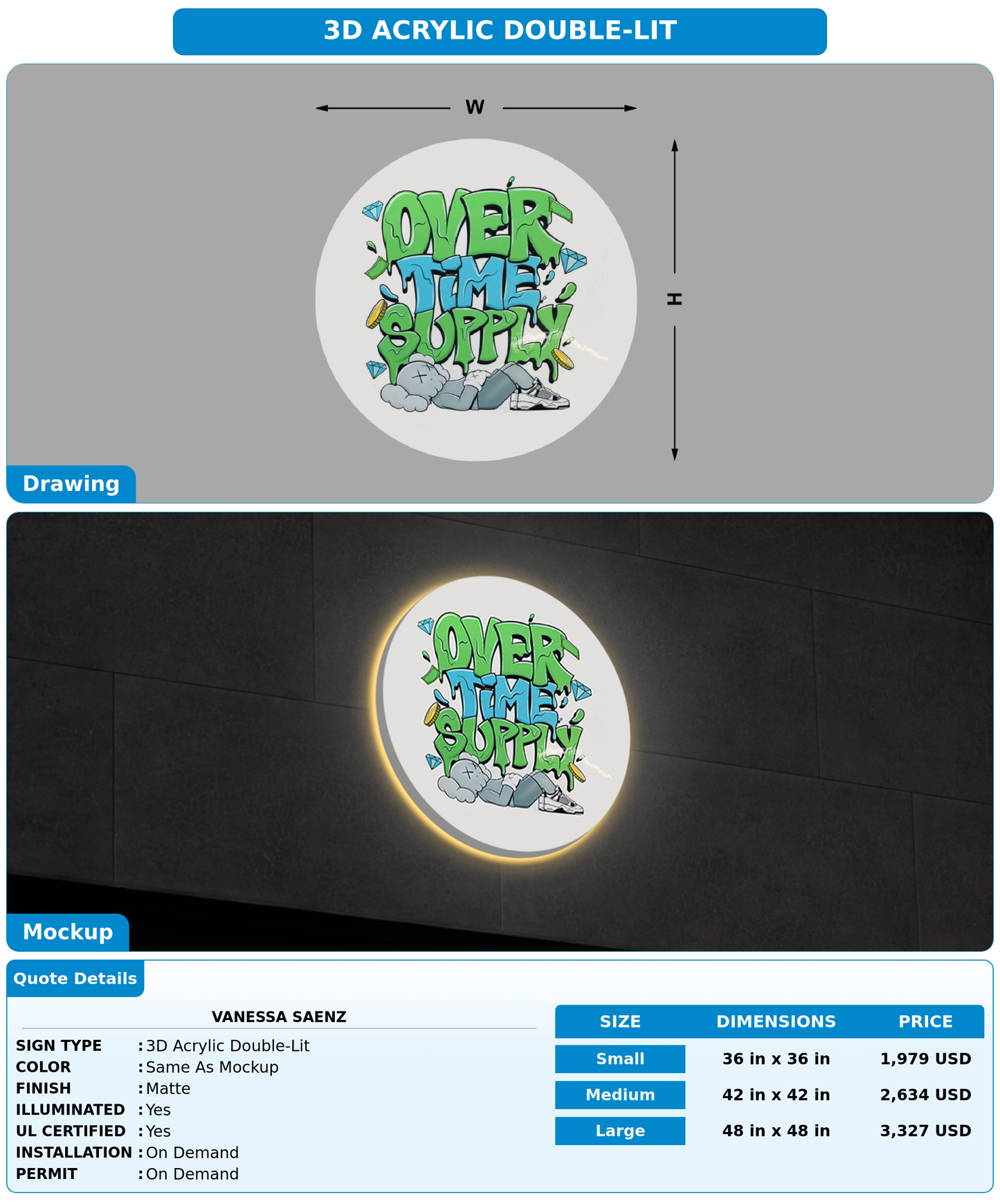 CUSTOM MOCKUP SIGN FOR Vanessa saenz