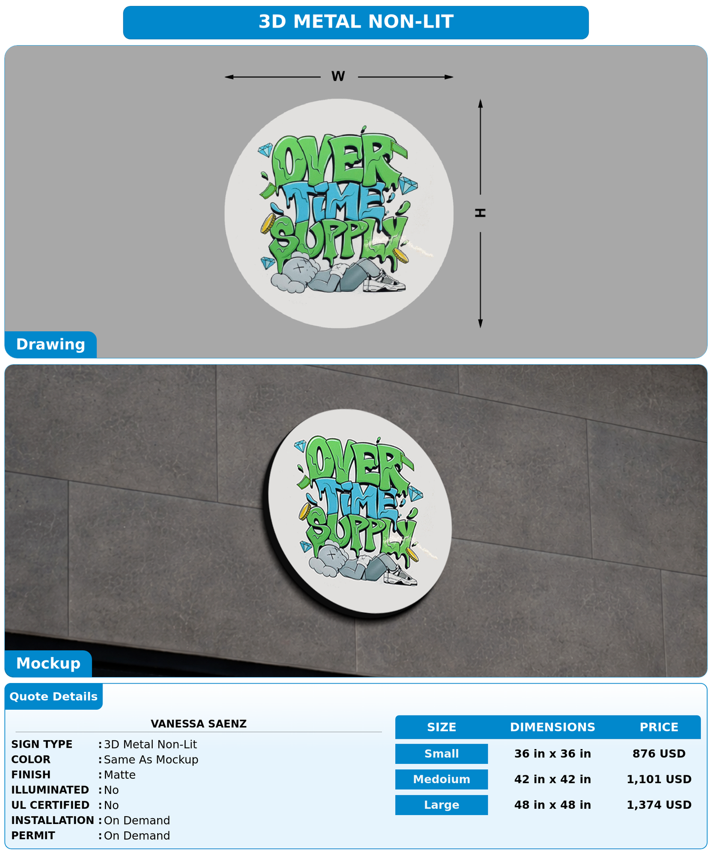 CUSTOM MOCKUP SIGN FOR Vanessa saenz