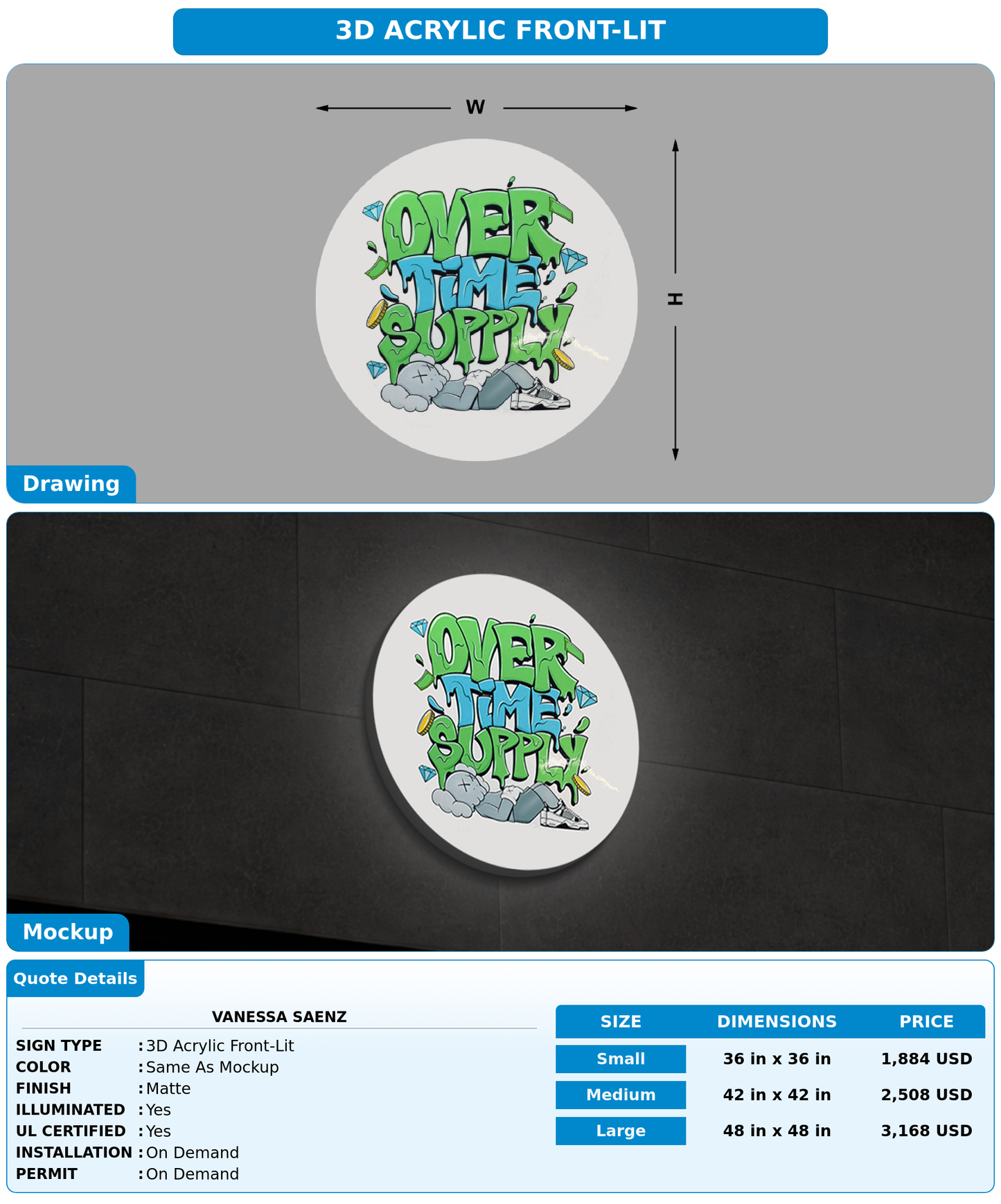 CUSTOM MOCKUP SIGN FOR Vanessa saenz