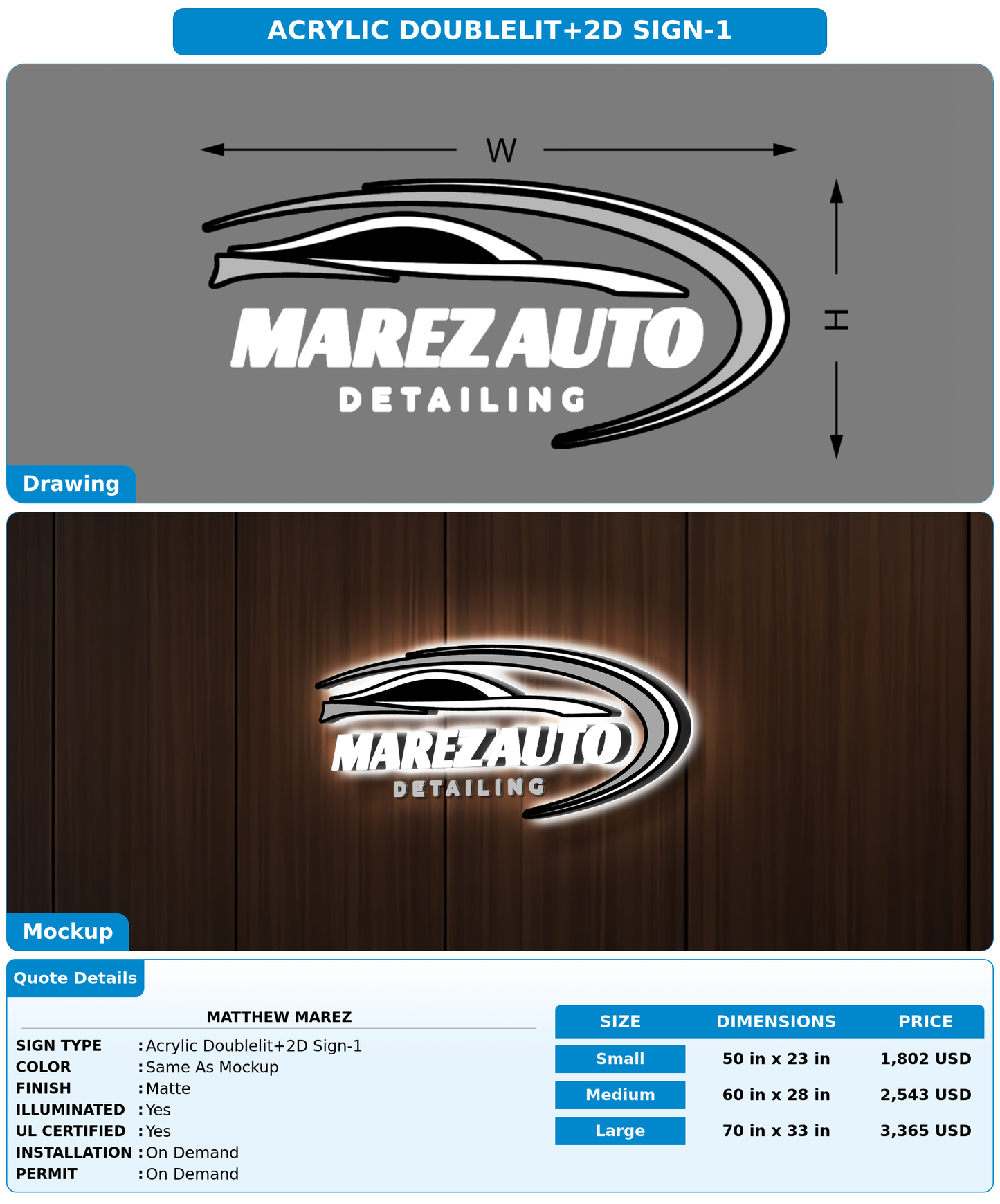 CUSTOM MOCKUP SIGN FOR Matthew Marez