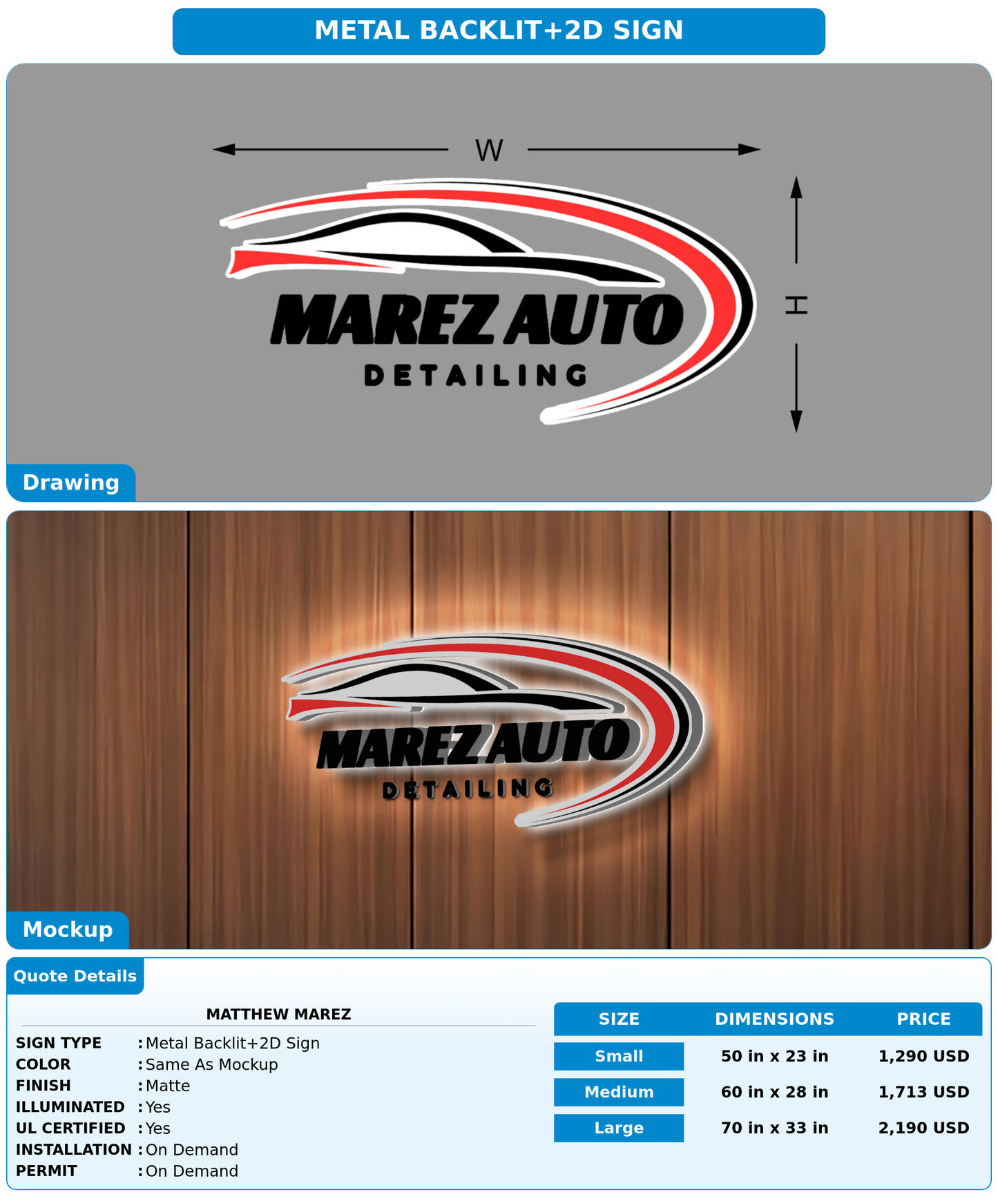 CUSTOM MOCKUP SIGN FOR Matthew Marez