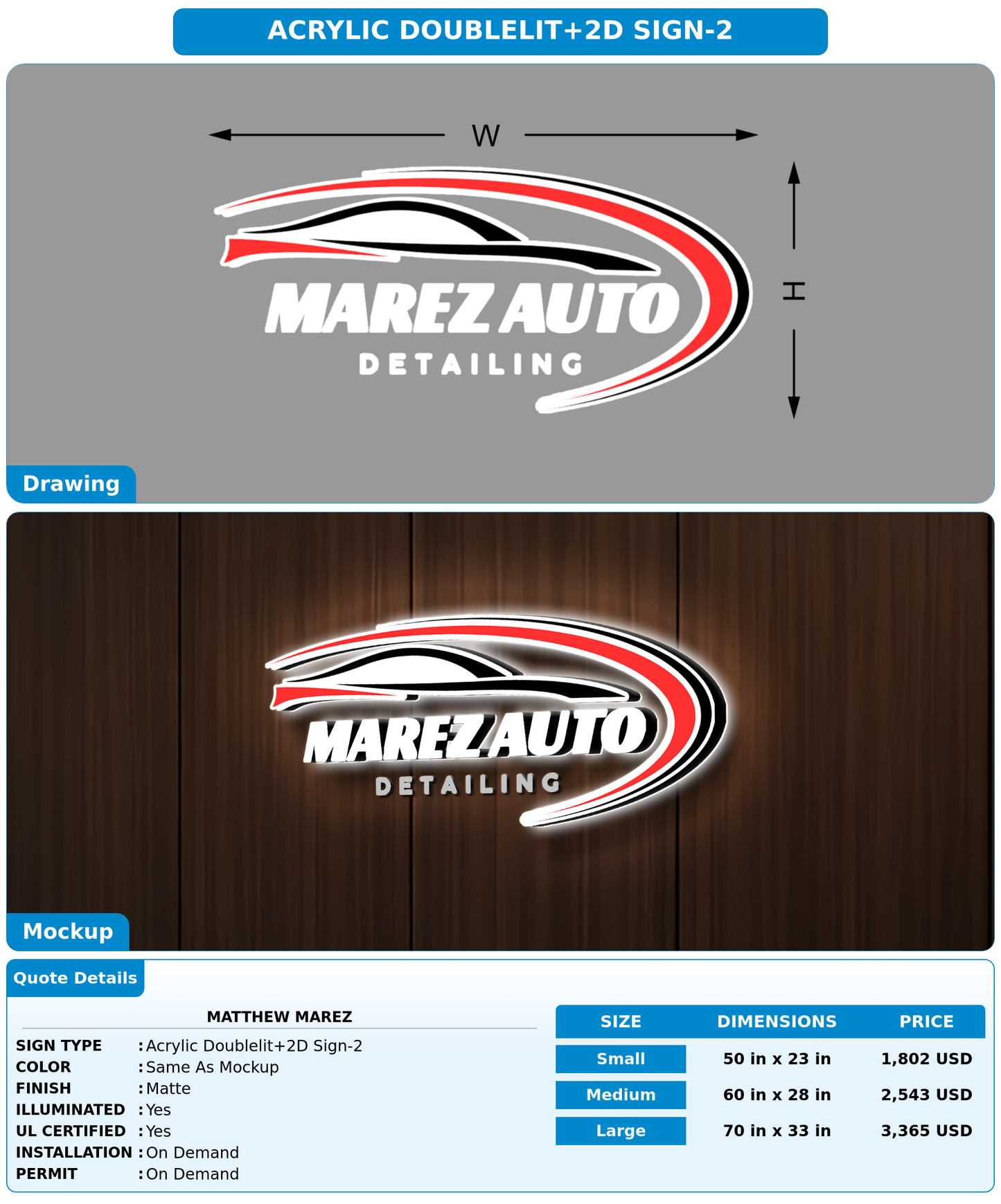 CUSTOM MOCKUP SIGN FOR Matthew Marez