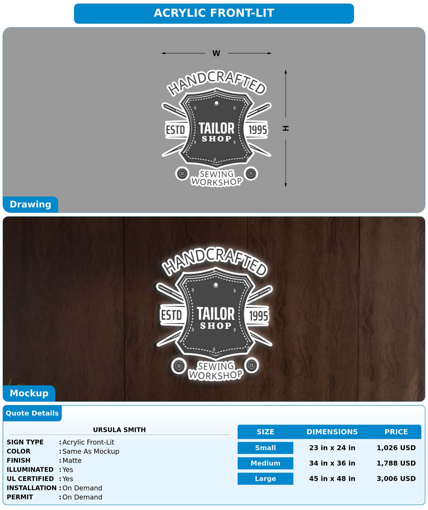CUSTOM MOCKUP SIGN FOR URSULA SMITH