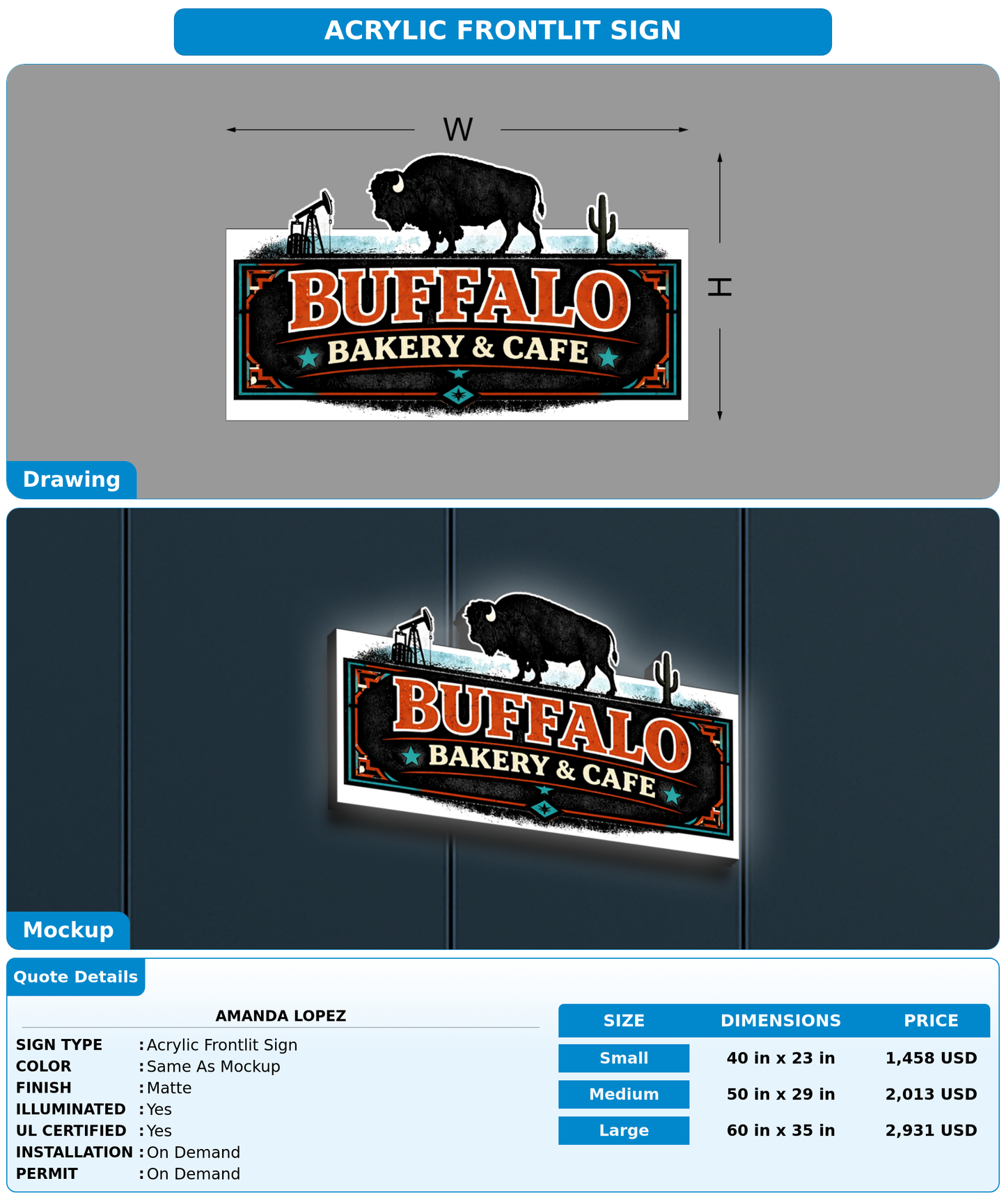 CUSTOM MOCKUP SIGN FOR Amanda Lopez