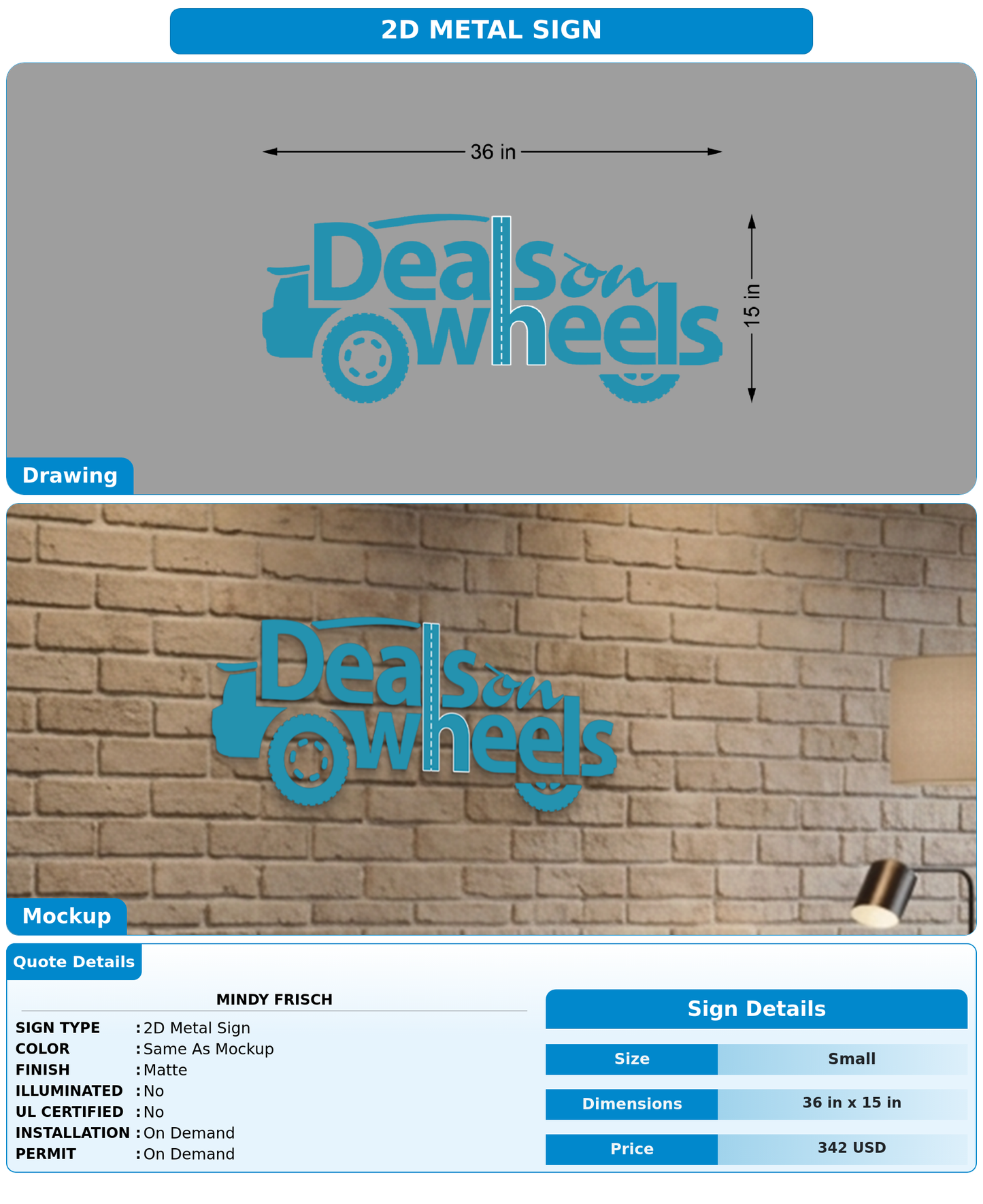 CUSTOM MOCKUP SIGN FOR Mindy Frisch