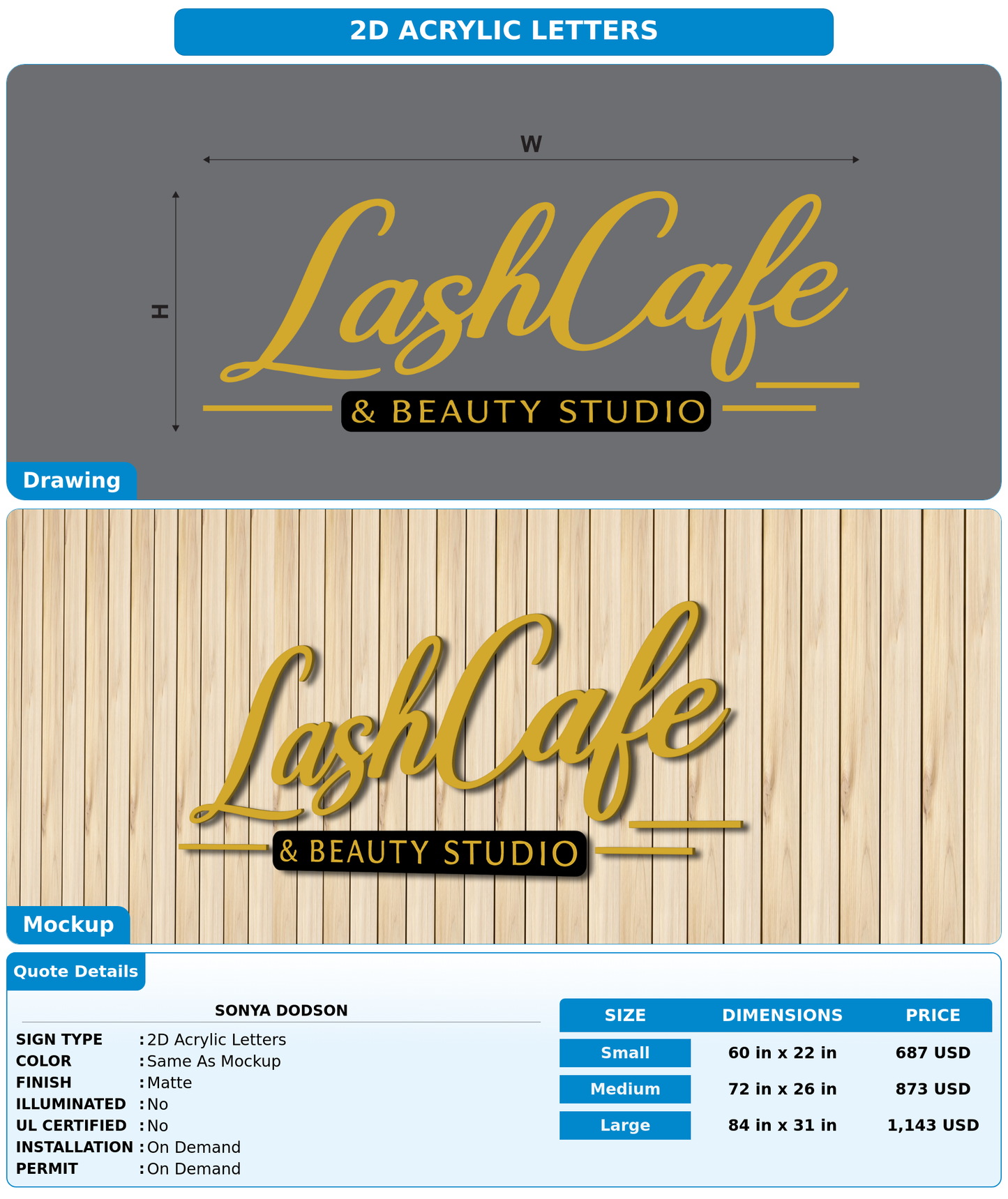 CUSTOM MOCKUP SIGN FOR Sonya Dodson