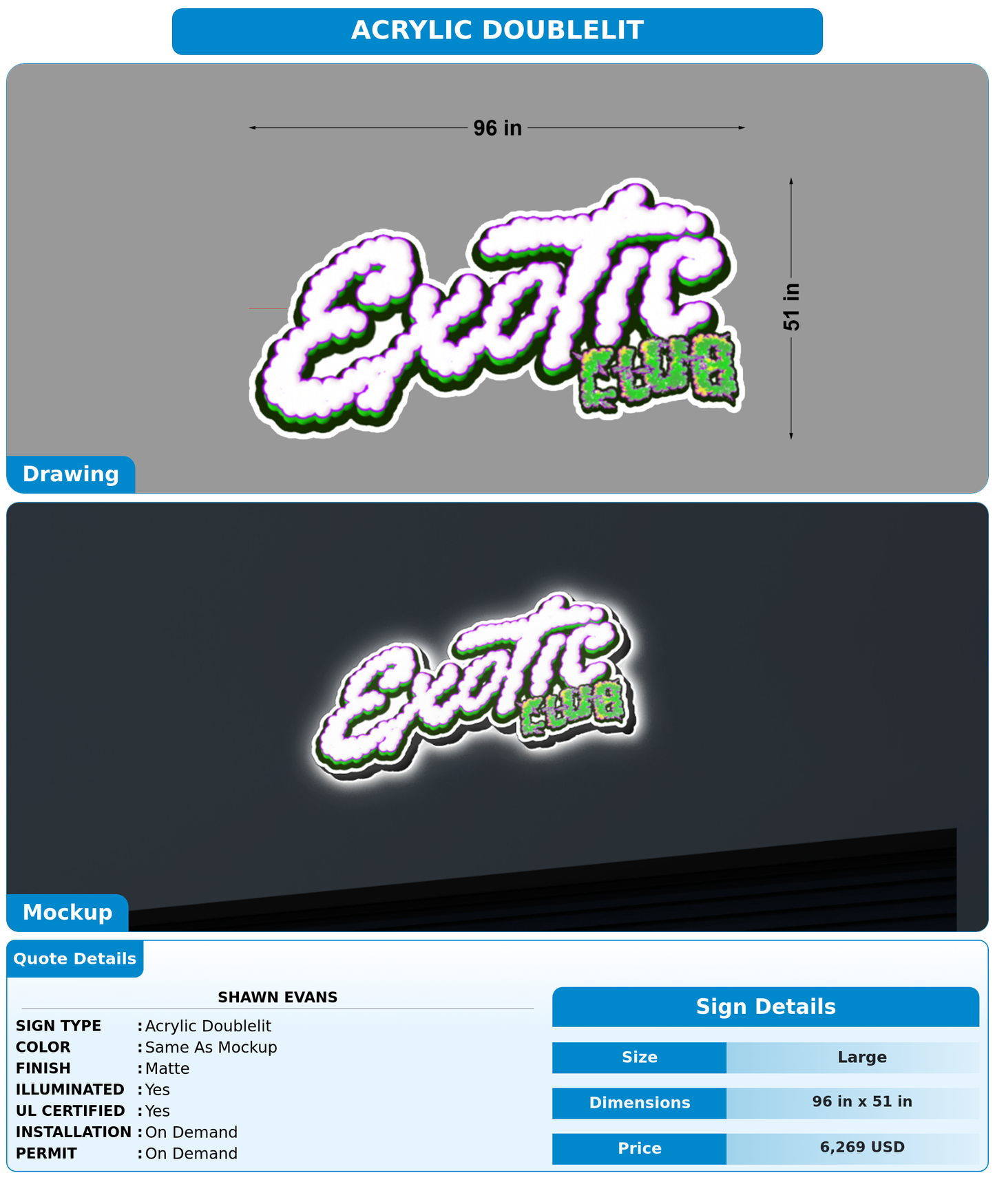 CUSTOM MOCKUP SIGN FOR Shawn Evans