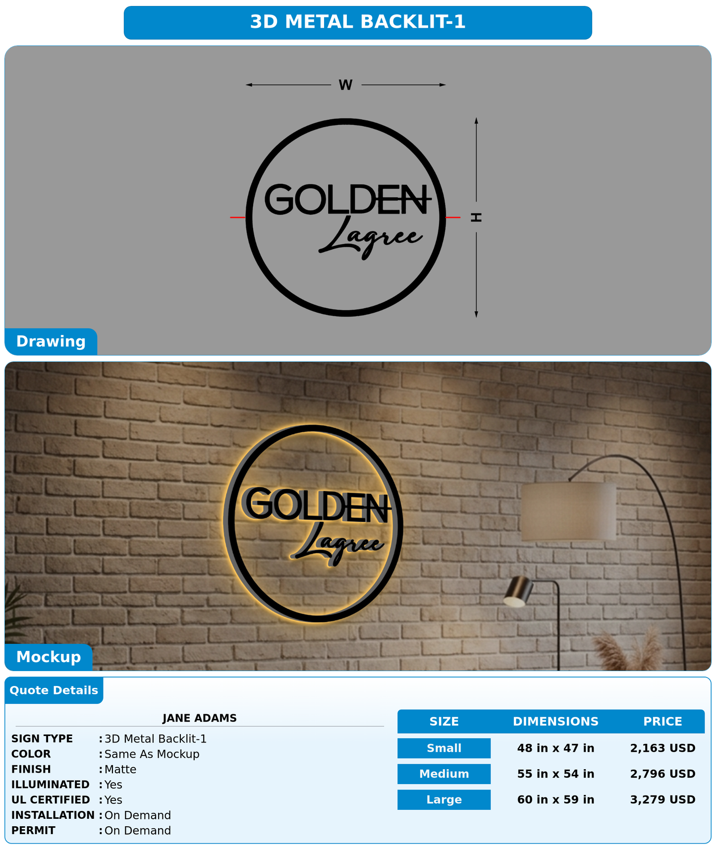 CUSTOM MOCKUP SIGN FOR Jane Adams