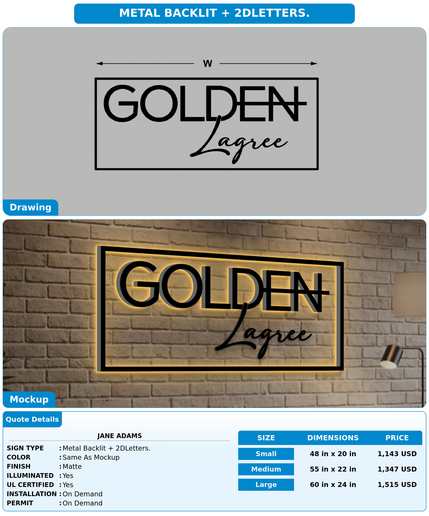 CUSTOM MOCKUP SIGN FOR Jane Adams