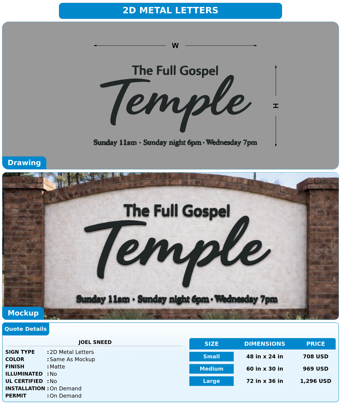 CUSTOM MOCKUP SIGN FOR Joel Sneed