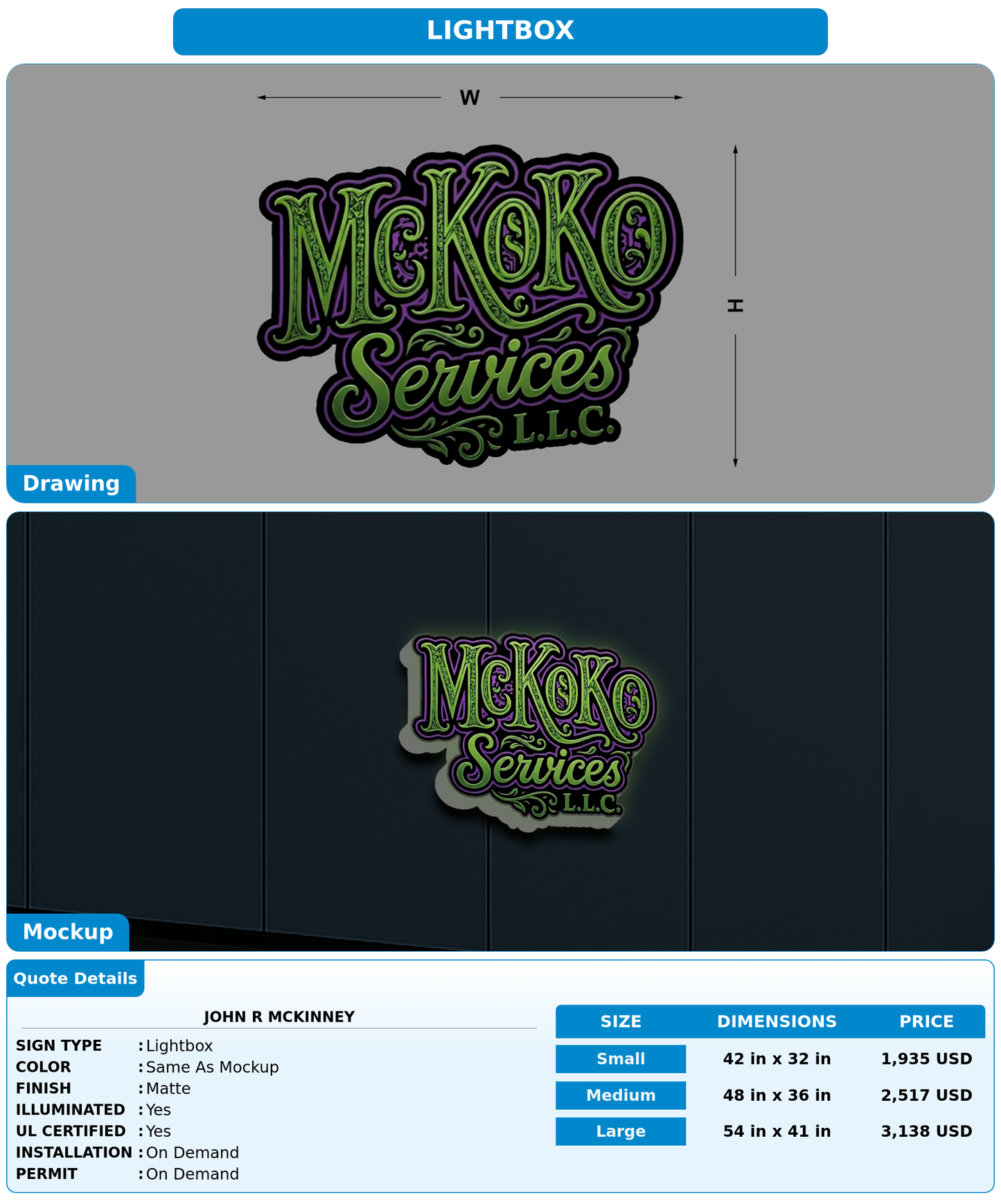 CUSTOM MOCKUP SIGN FOR John R Mckinney