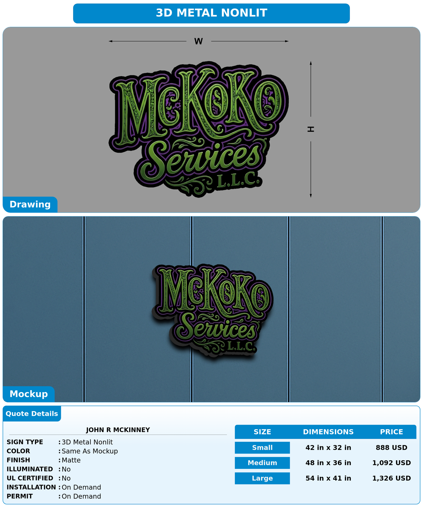 CUSTOM MOCKUP SIGN FOR John R Mckinney