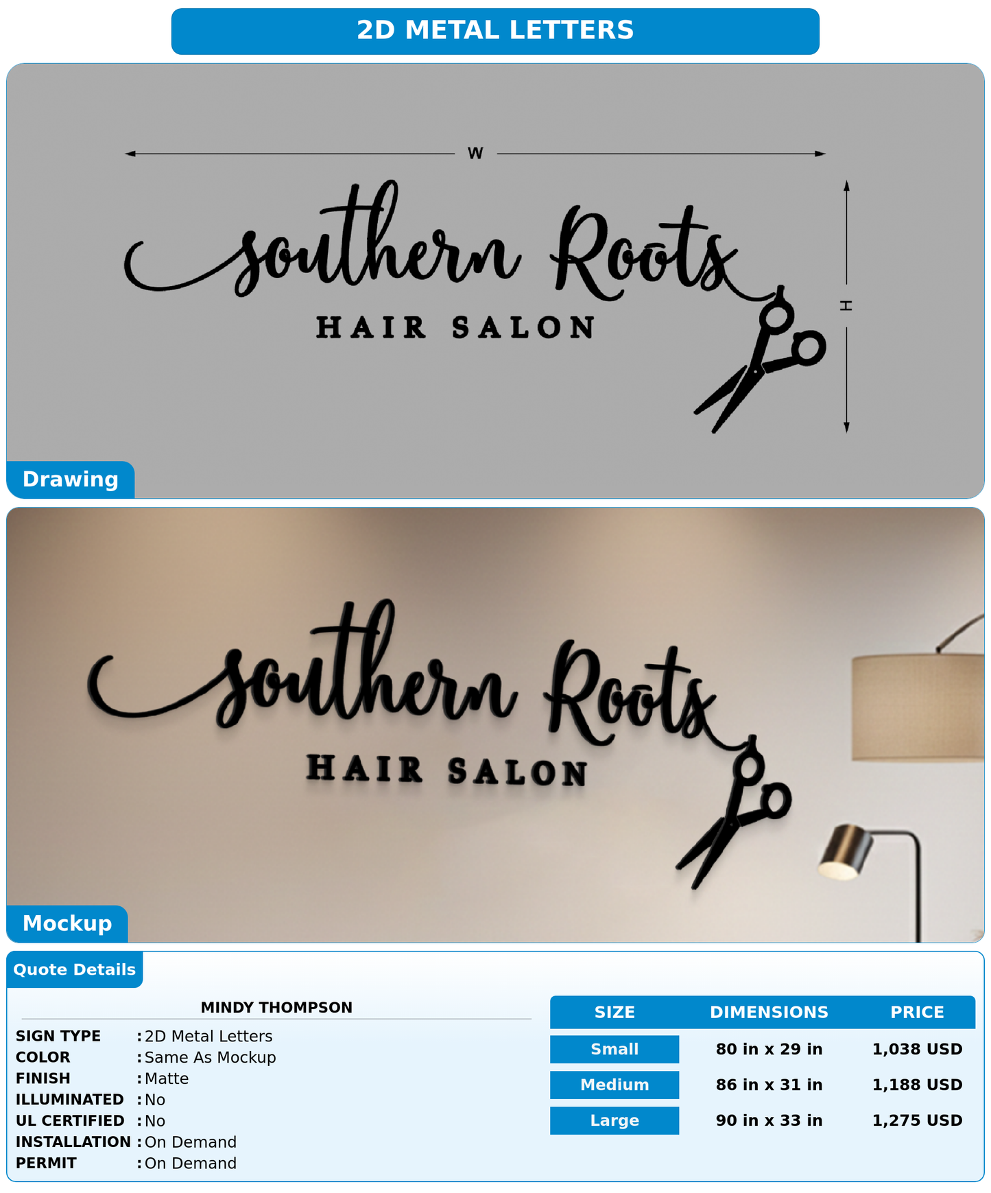 CUSTOM MOCKUP SIGN FOR Mindy Thompson