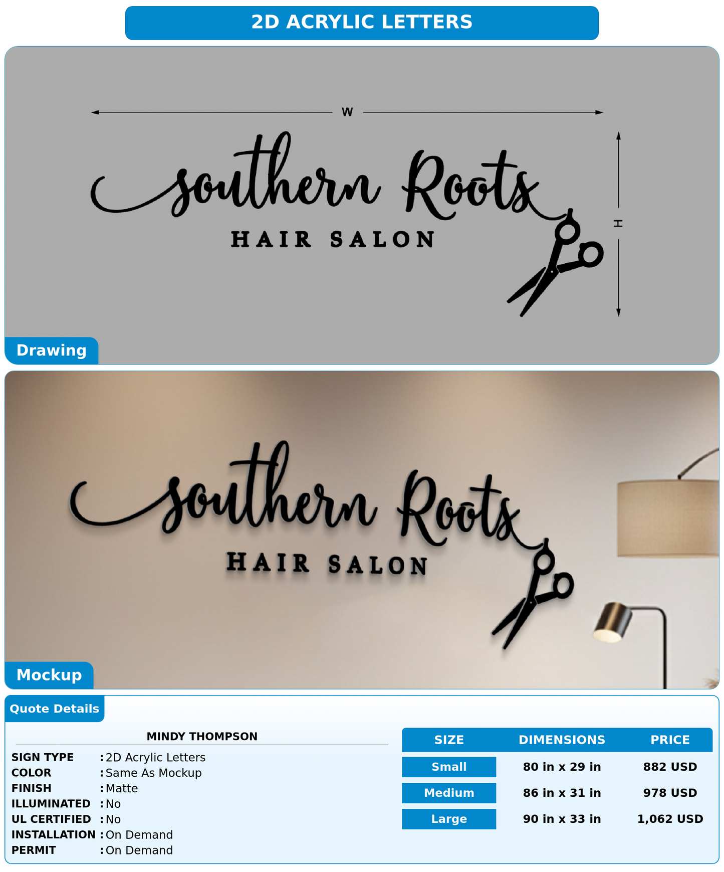 CUSTOM MOCKUP SIGN FOR Mindy Thompson