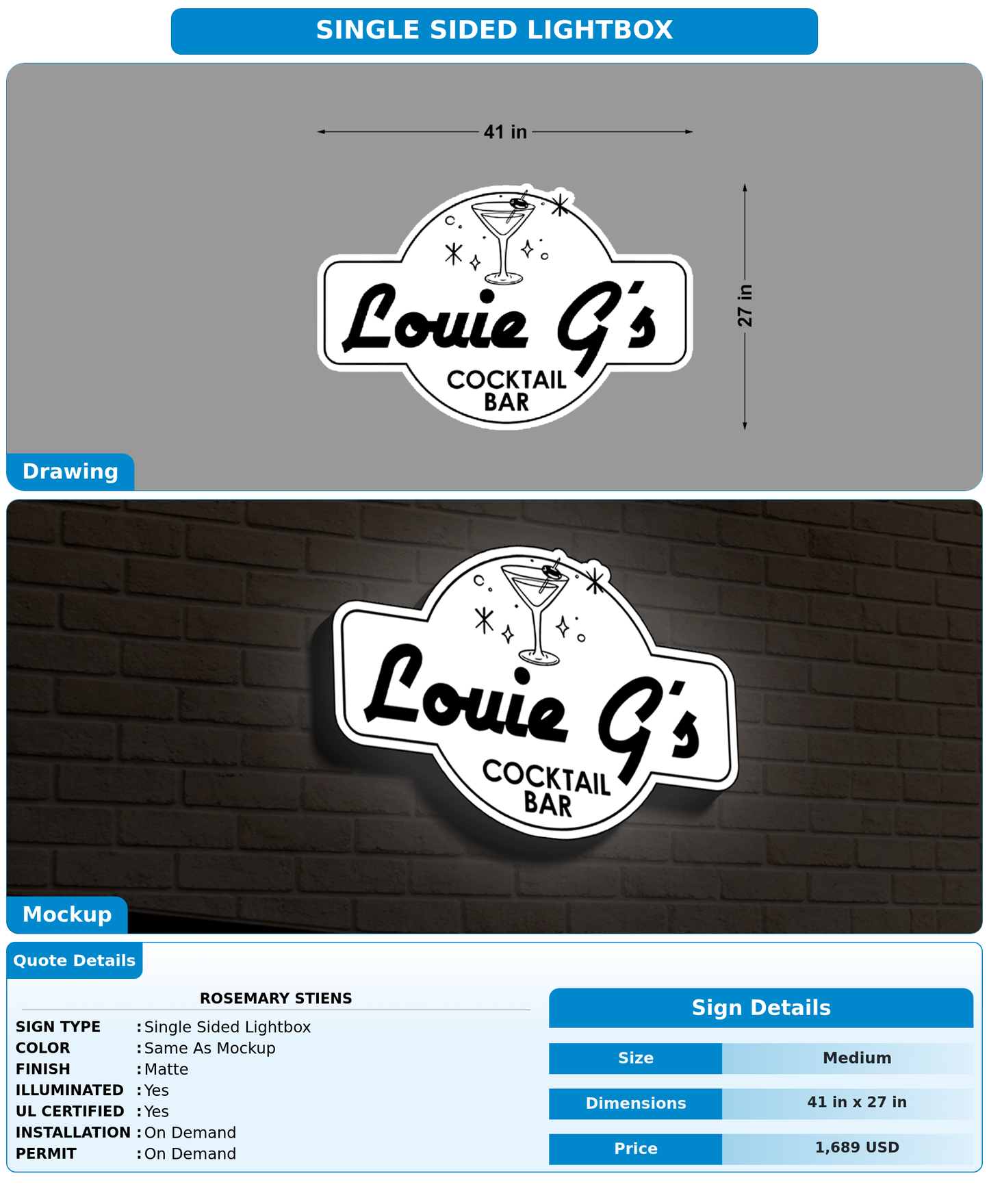 CUSTOM MOCKUP SIGN FOR Rosemary Stiens