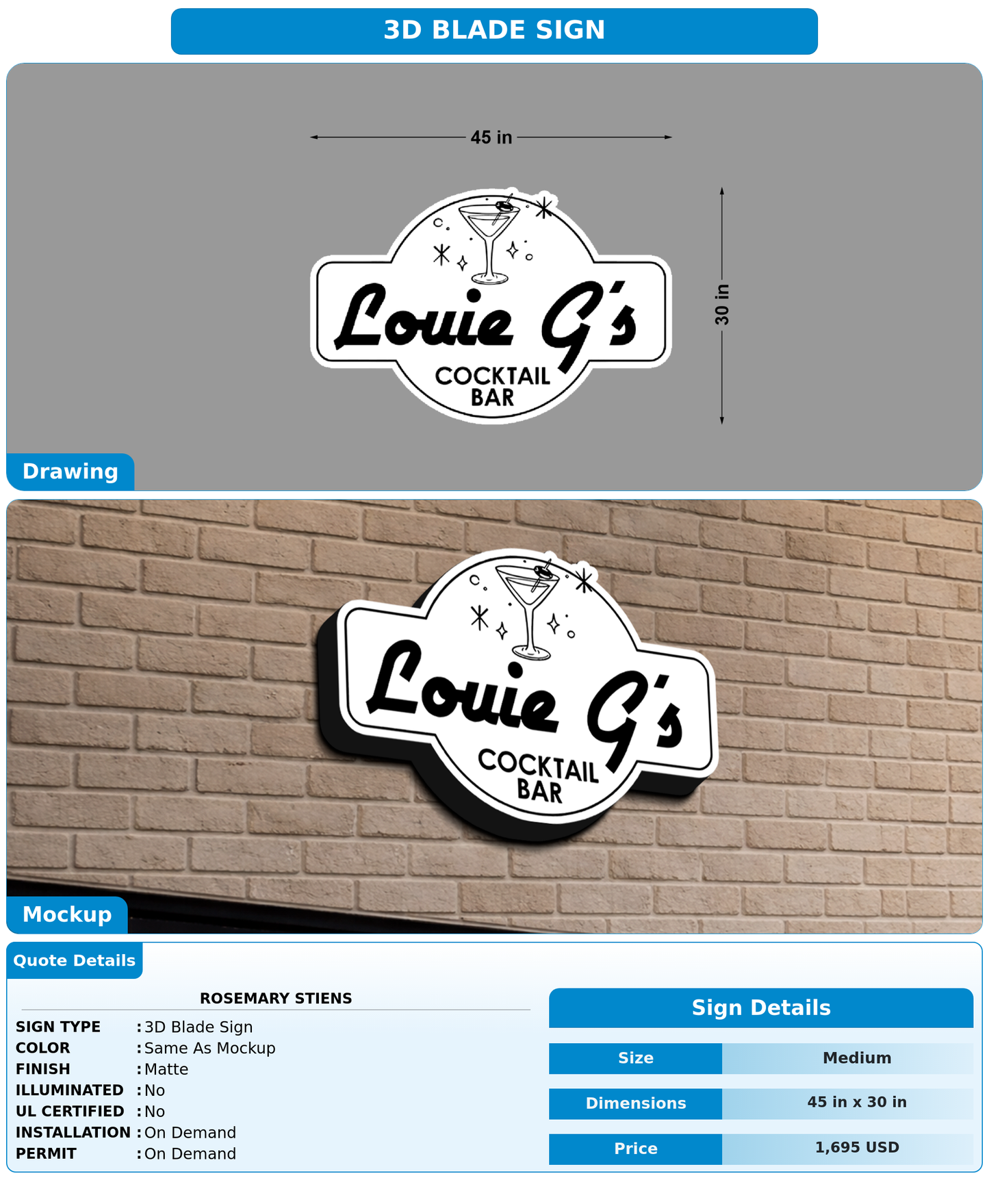 CUSTOM MOCKUP SIGN FOR Rosemary Stiens