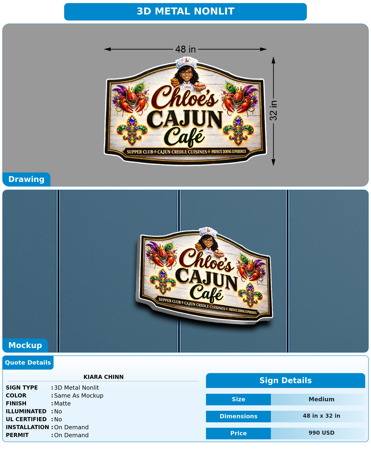 CUSTOM MOCKUP SIGN FOR Kiara Chinn
