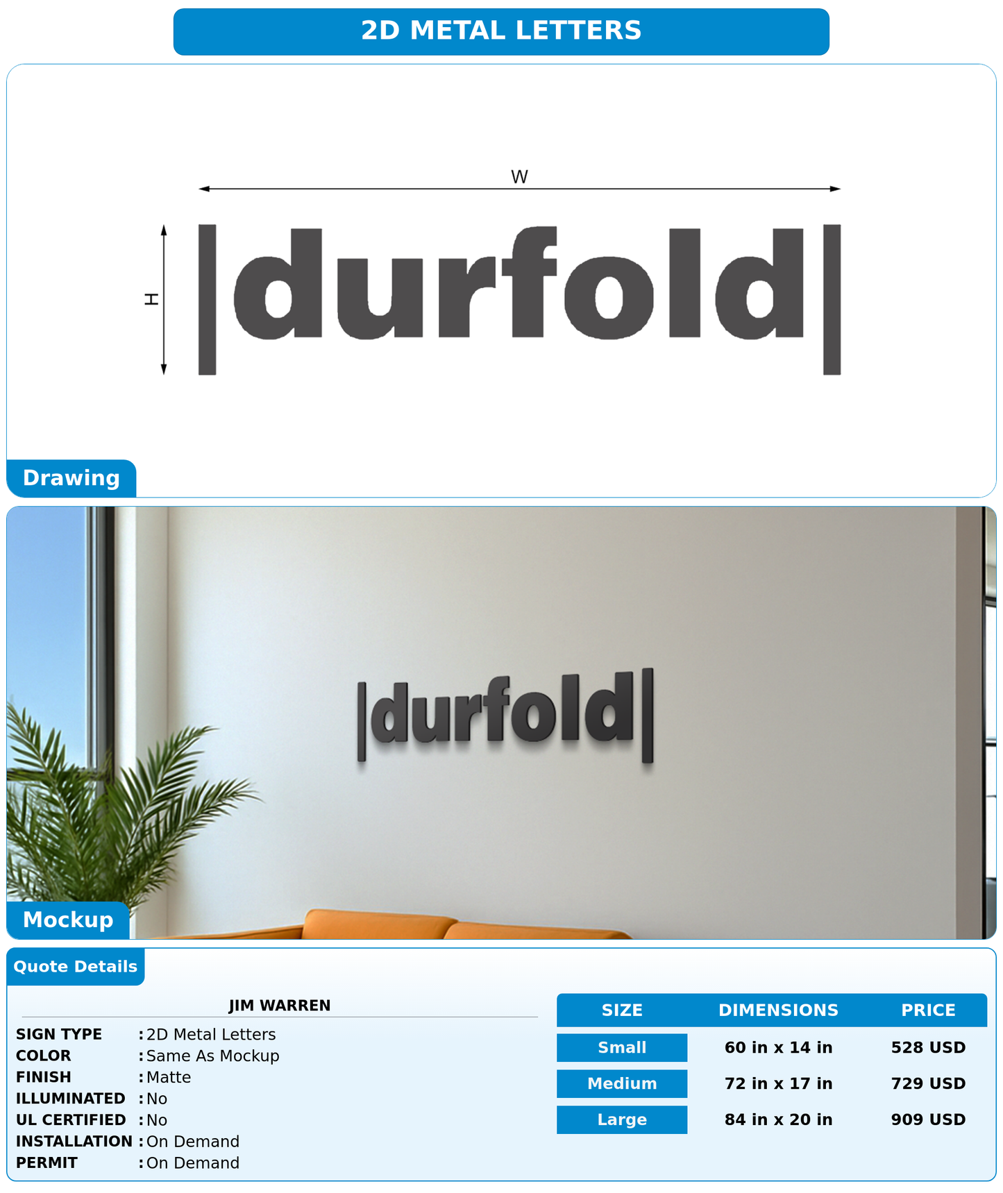 CUSTOM MOCKUP SIGN FOR Jim Warren