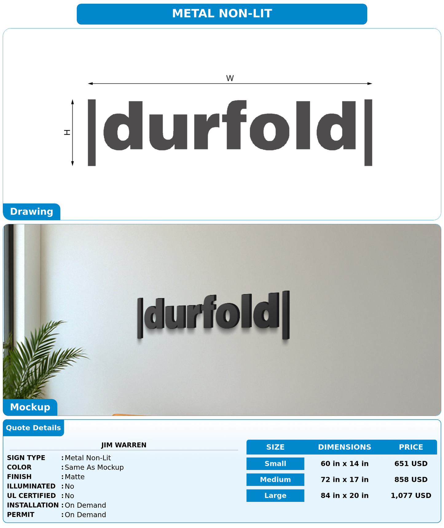 CUSTOM MOCKUP SIGN FOR Jim Warren