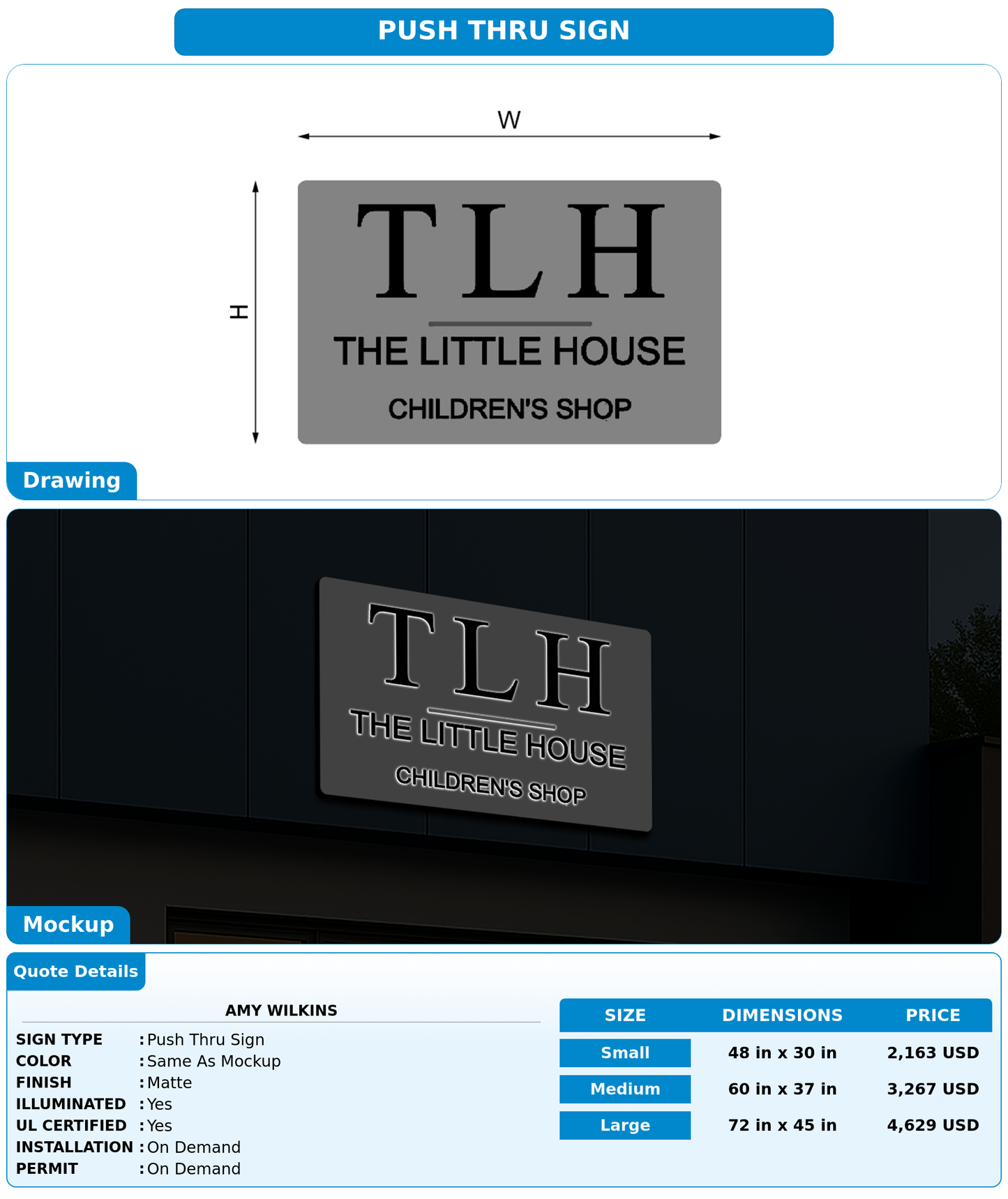 CUSTOM MOCKUP SIGN FOR Amy Wilkins