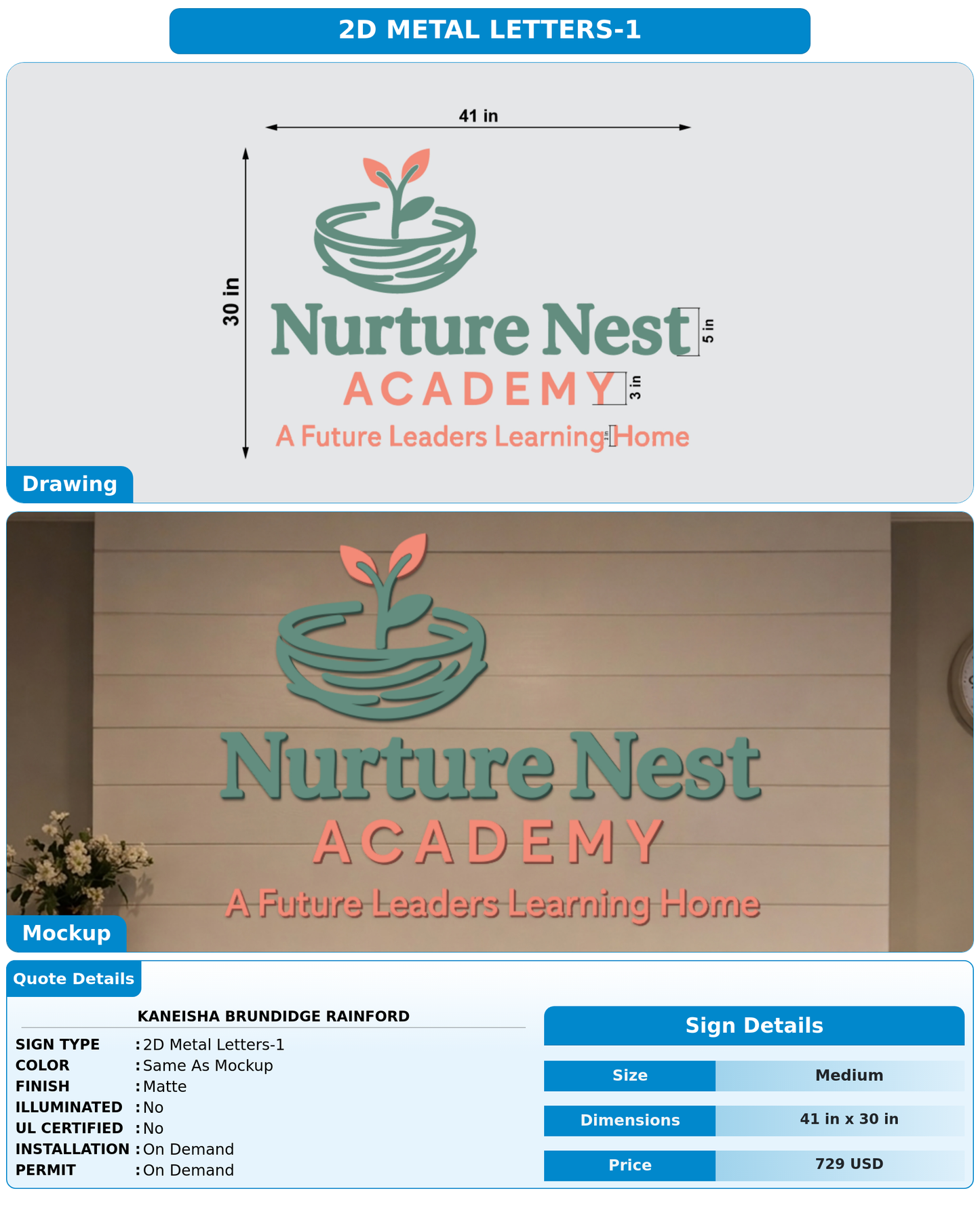 CUSTOM MOCKUP SIGN FOR Kaneisha Brundidge Rainford