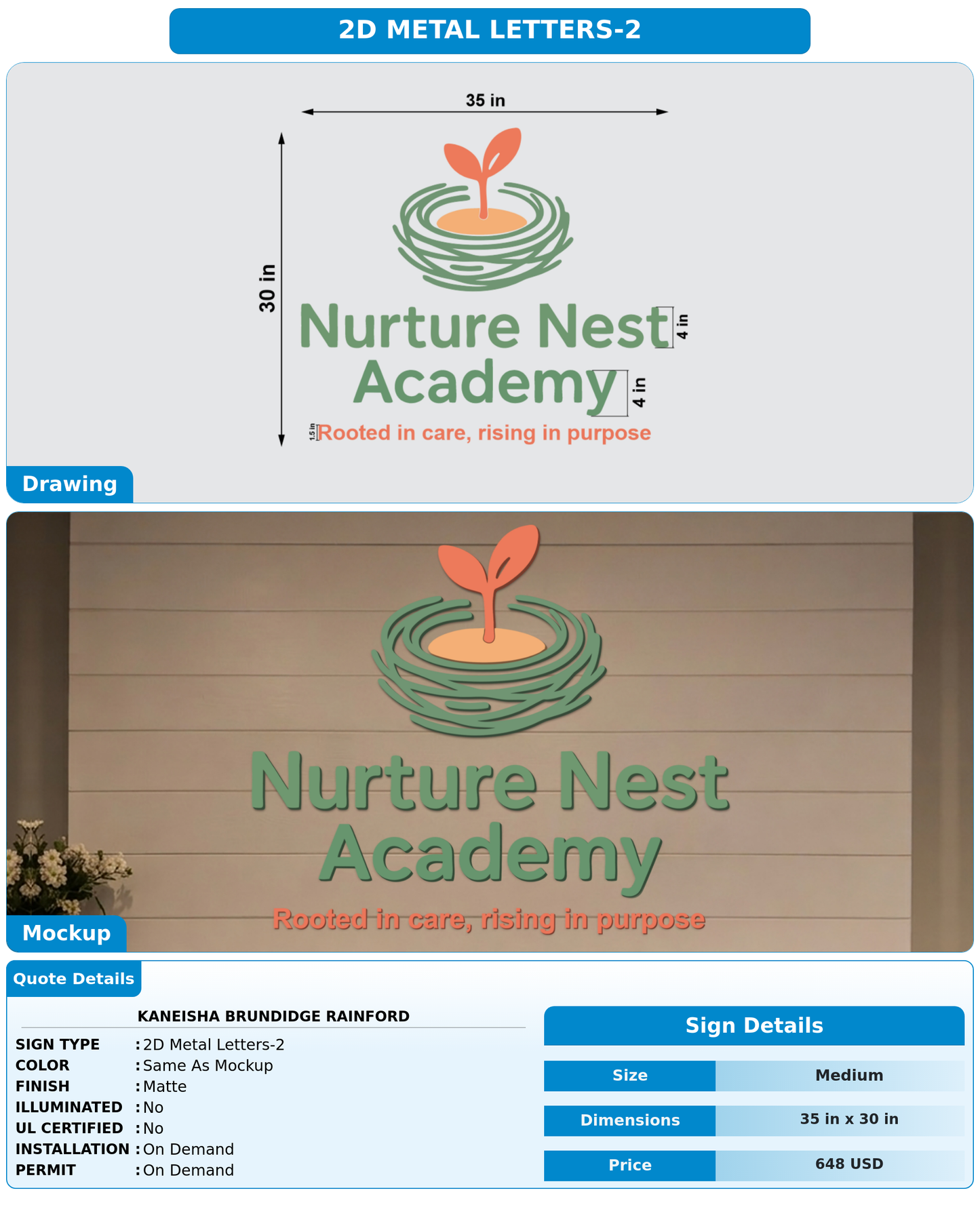 CUSTOM MOCKUP SIGN FOR Kaneisha Brundidge Rainford