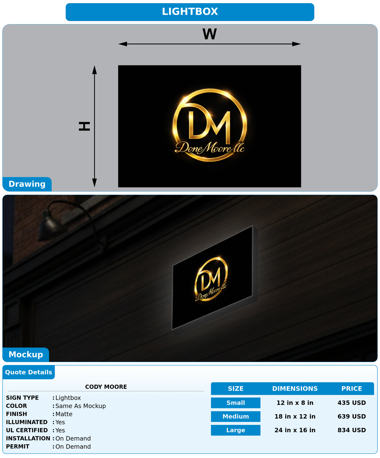 CUSTOM MOCKUP SIGN FOR Cody moore