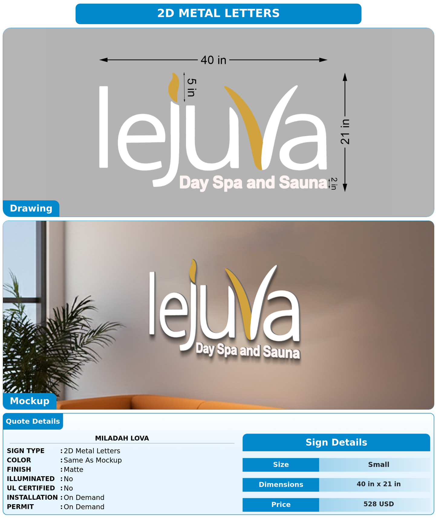 CUSTOM MOCKUP SIGN FOR Miladah Lova