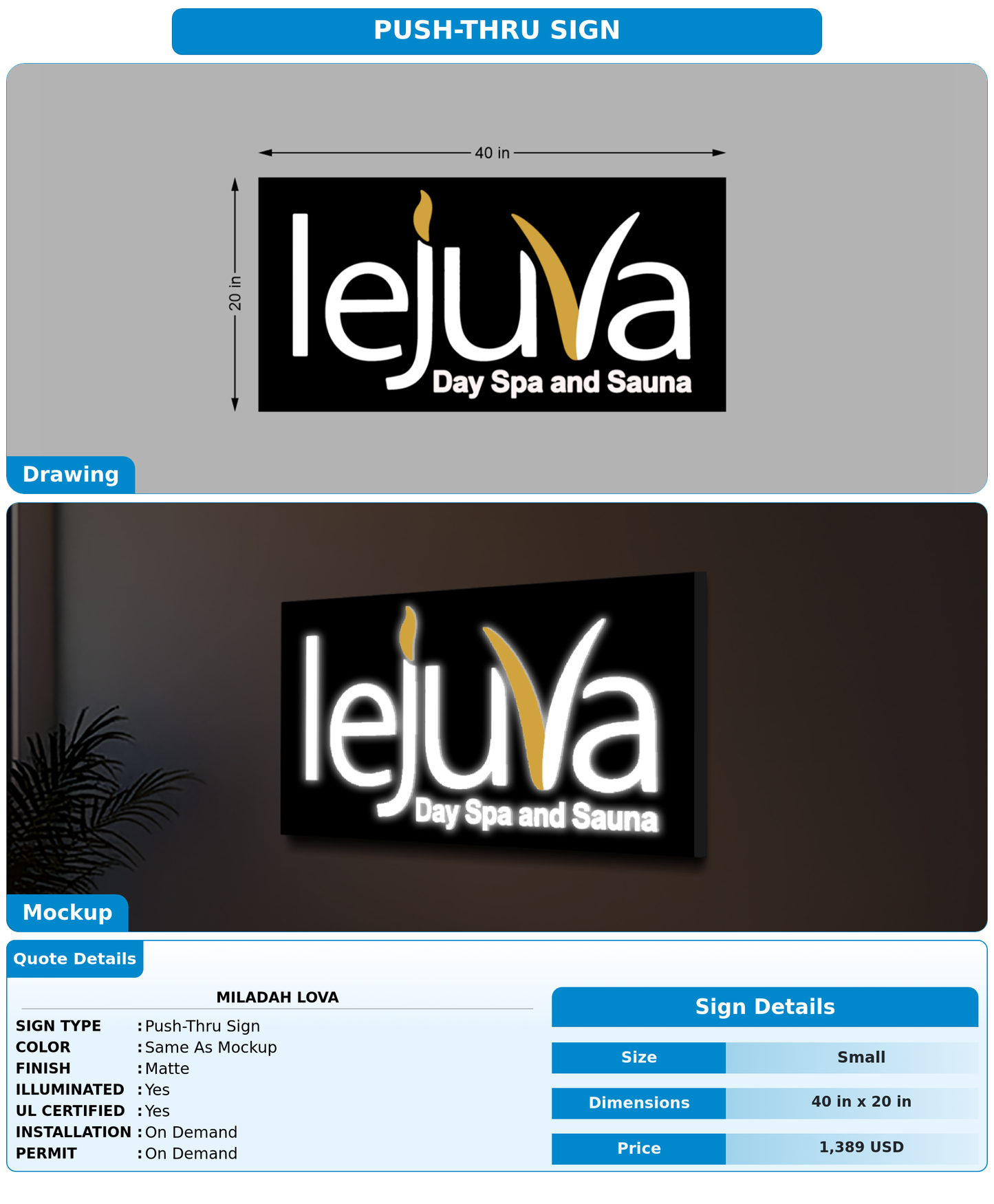 CUSTOM MOCKUP SIGN FOR Miladah Lova