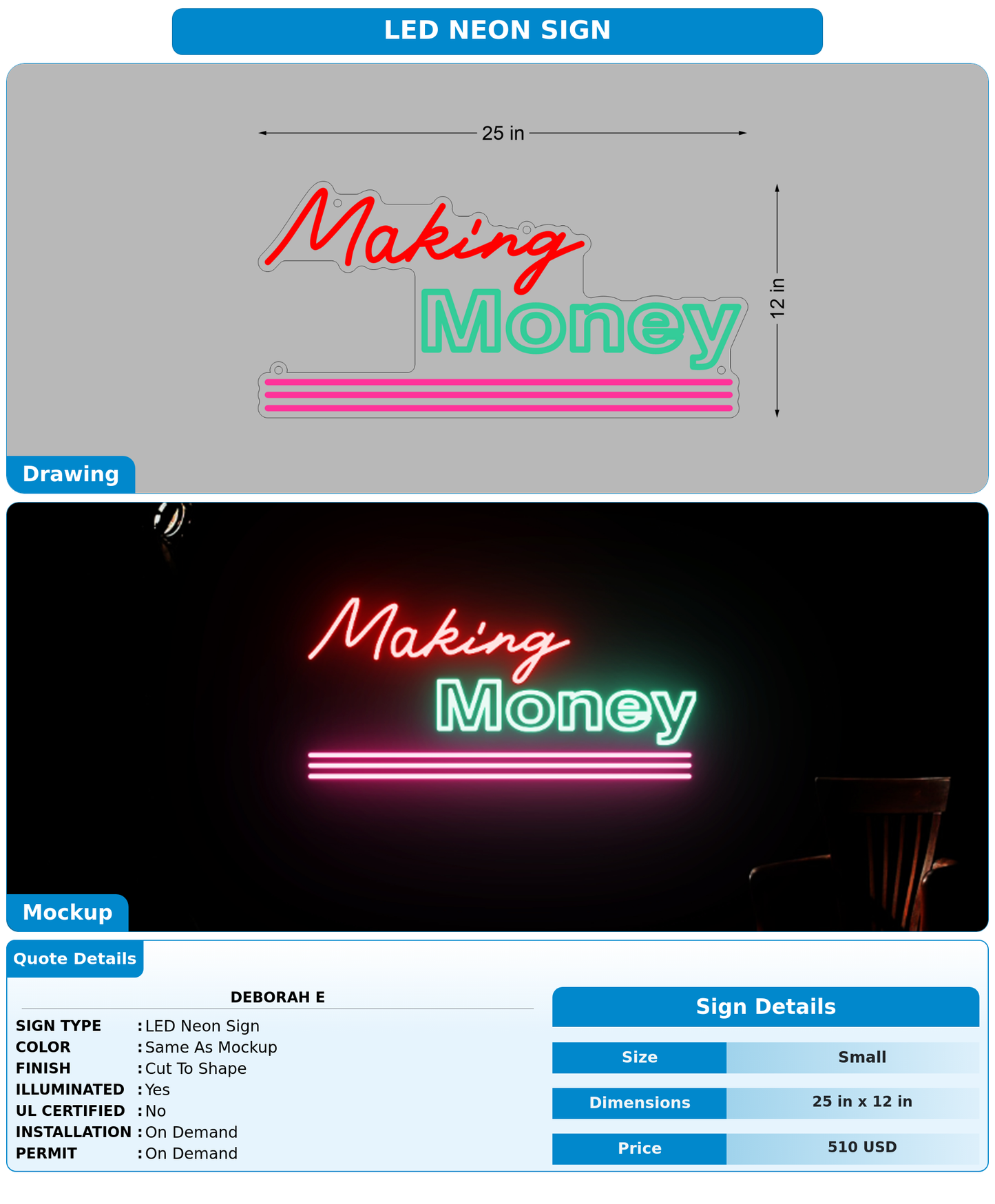 CUSTOM MOCKUP SIGN FOR Deborah E