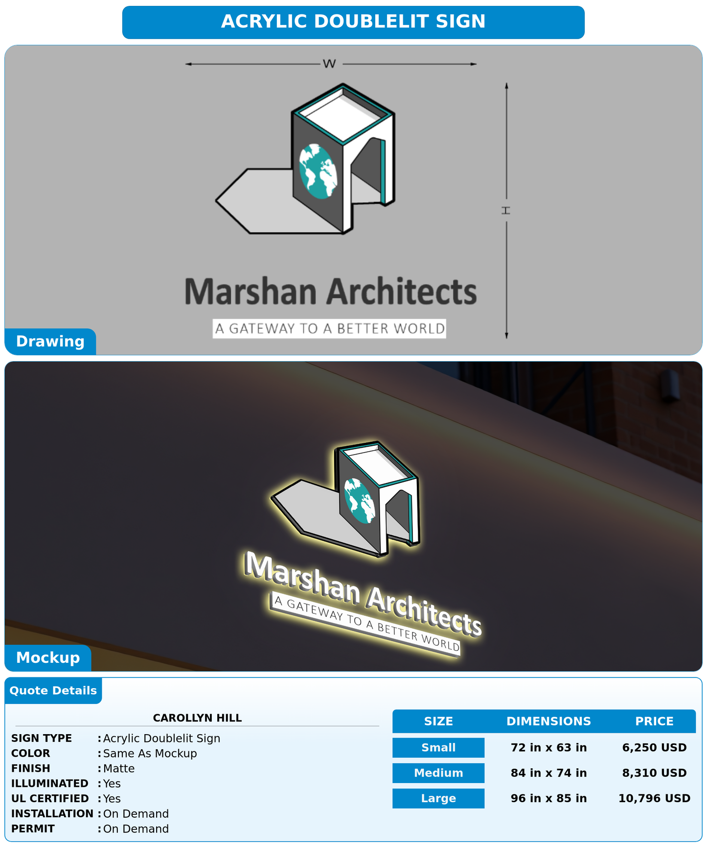 CUSTOM MOCKUP SIGN FOR Carollyn Hill