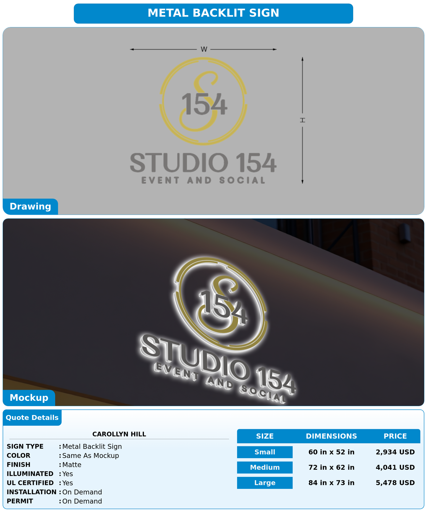 CUSTOM MOCKUP SIGN FOR Carollyn Hill