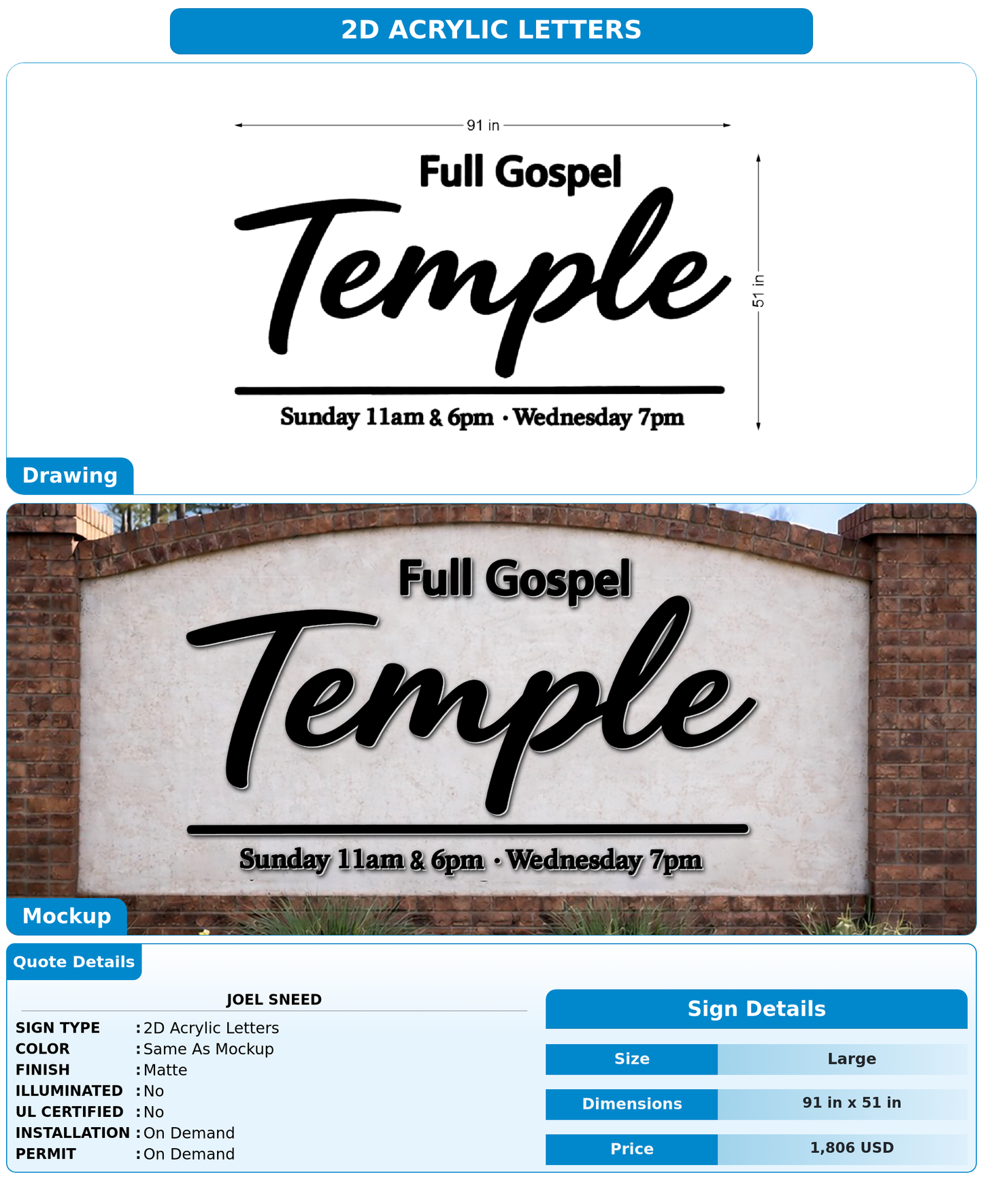 CUSTOM MOCKUP SIGN FOR Joel Sneed